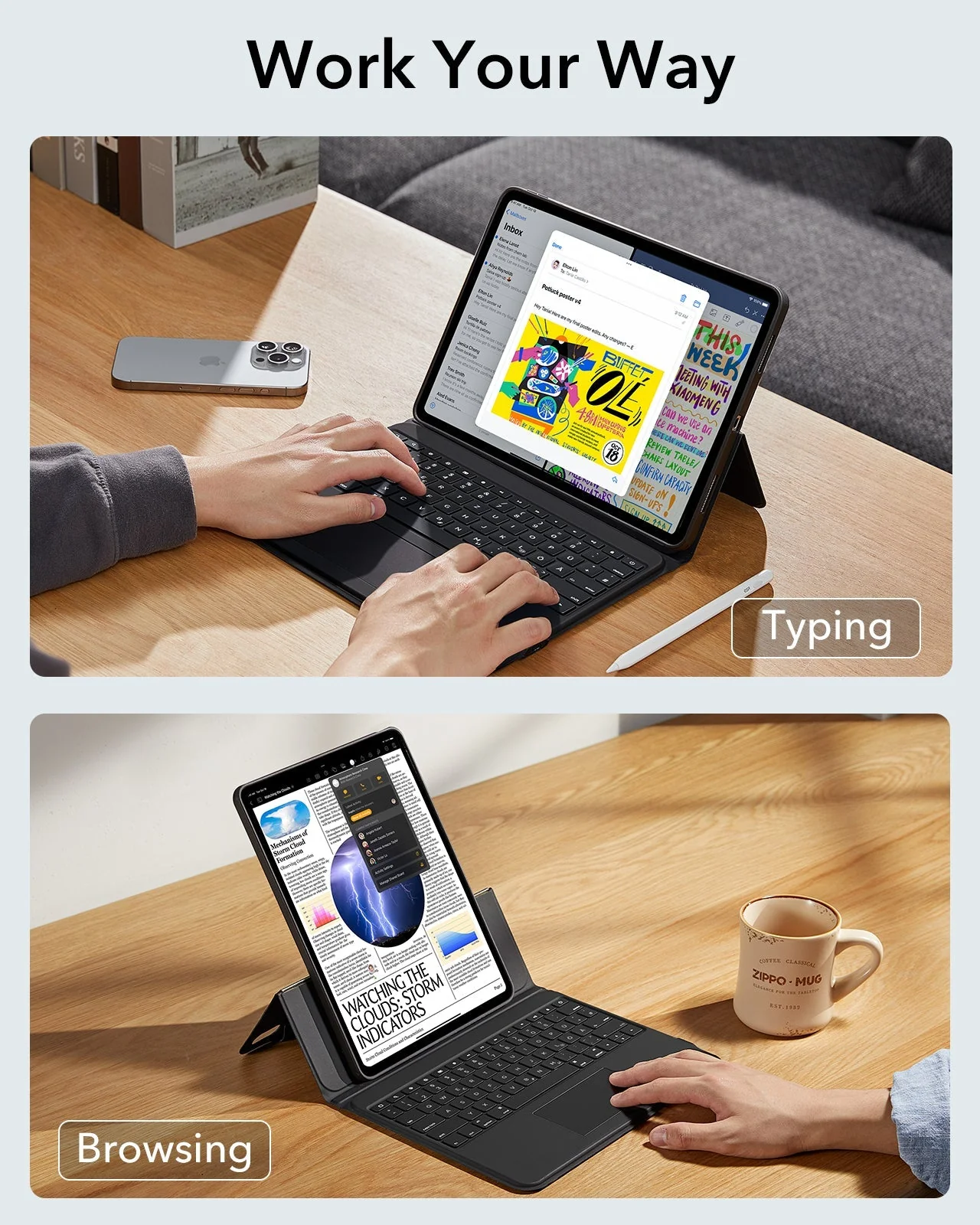 iPad Air 13” (2024) Ascend Keyboard Case - DE Layout-Black  - Image 4