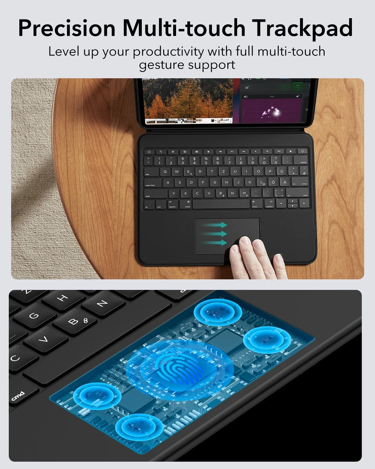 iPad Air 13” (2024) Ascend Keyboard Case - DE Layout-Black  - Image 6