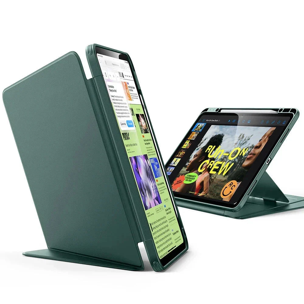 iPad Air 13" (2024) Flip Magnetic Case with Pencil Holder - Green - Image 3