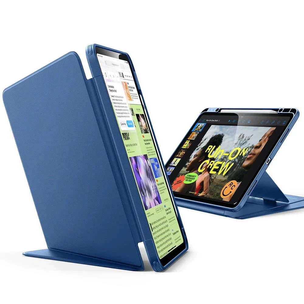 iPad Air 13" (2024) Flip Magnetic Case with Pencil Holder - Navy Blue - Image 3