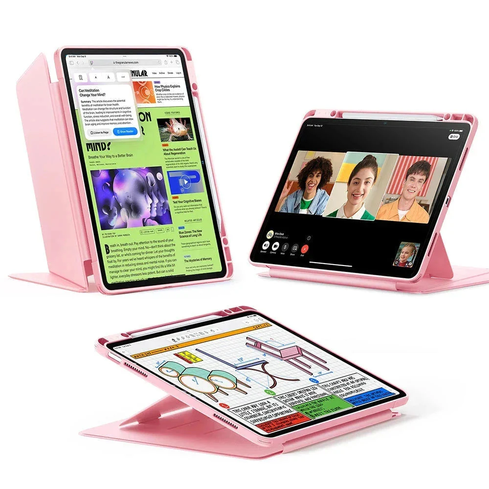 iPad Air 13" (2024) Flip Magnetic Case with Pencil Holder - Pink