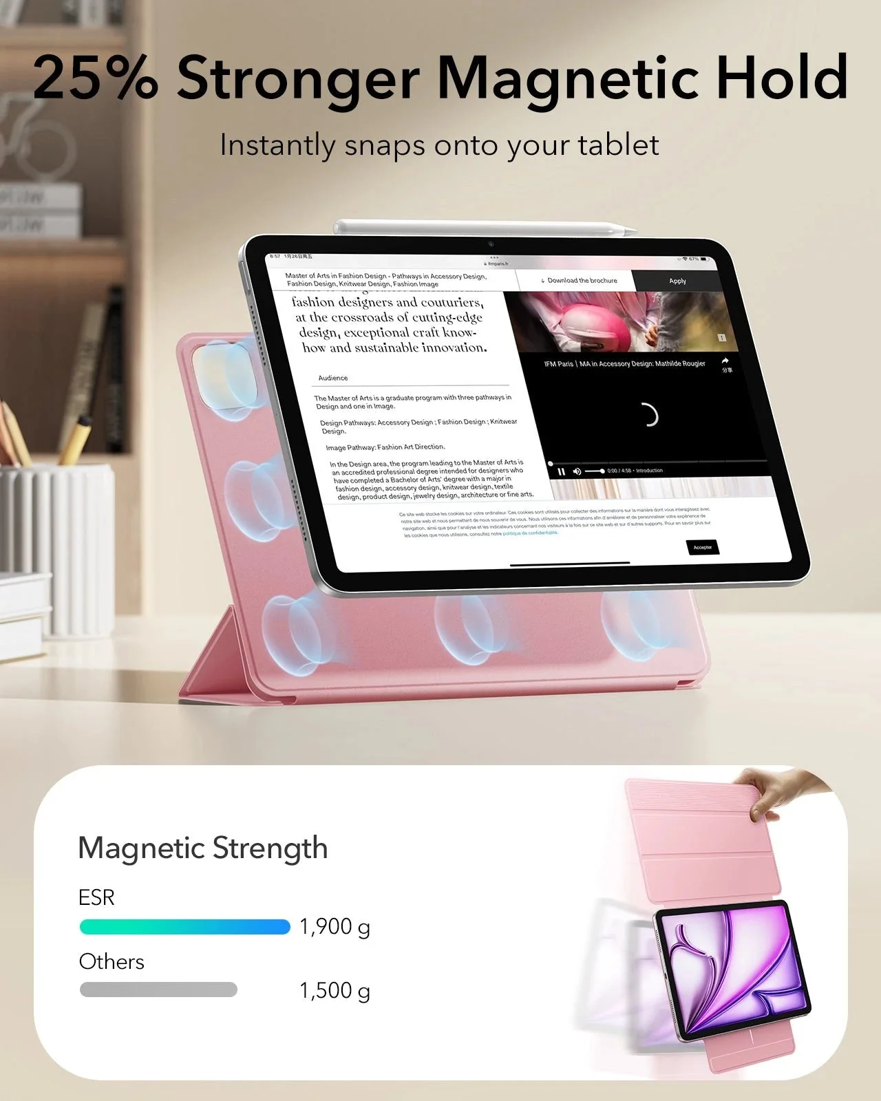 iPad Air 13" (2025) Rebound Magnetic Case - Pink - Image 3