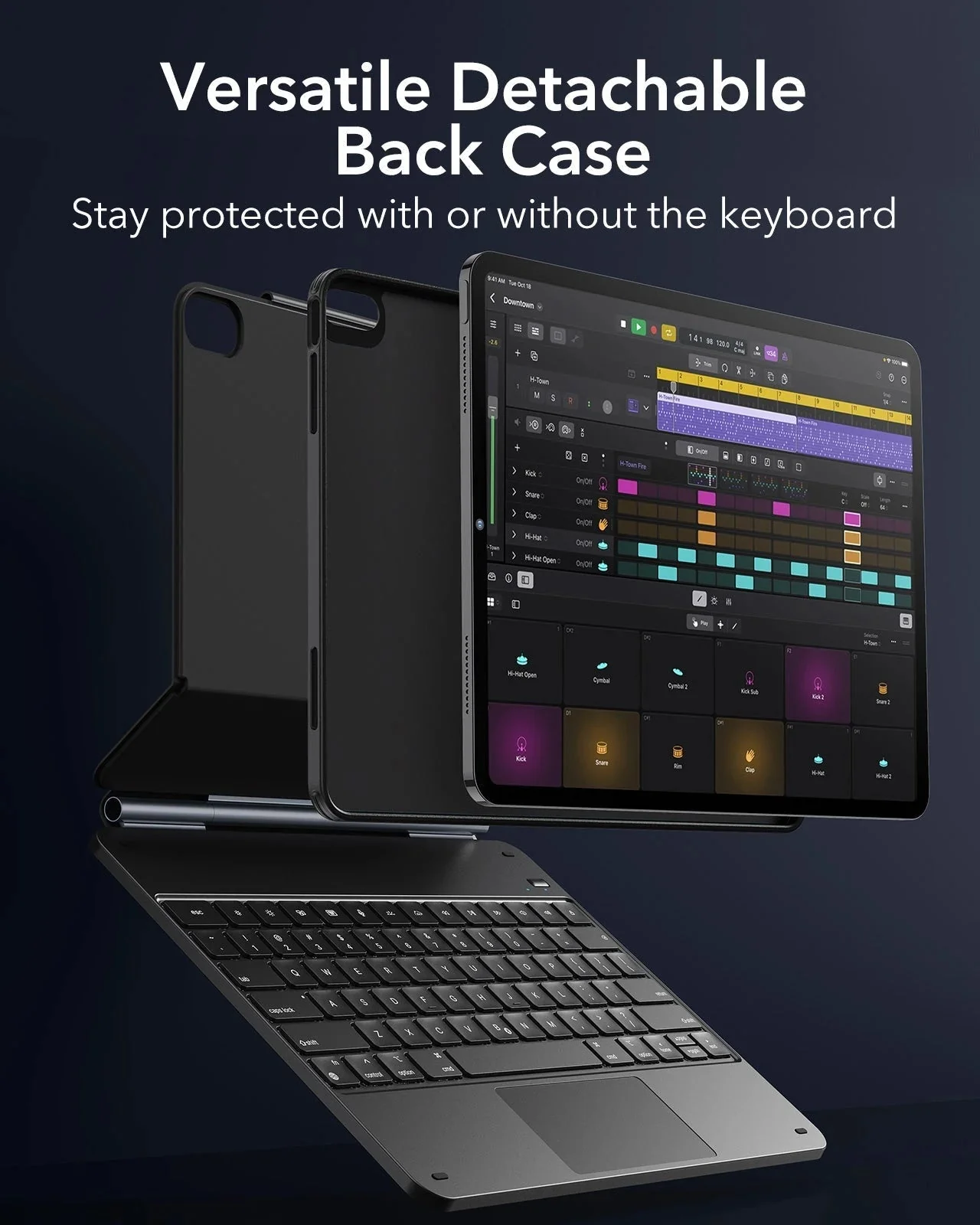 iPad Air 13” (2025) Rebound Magnetic Keyboard Case 360 - US Layout-Black - Image 4