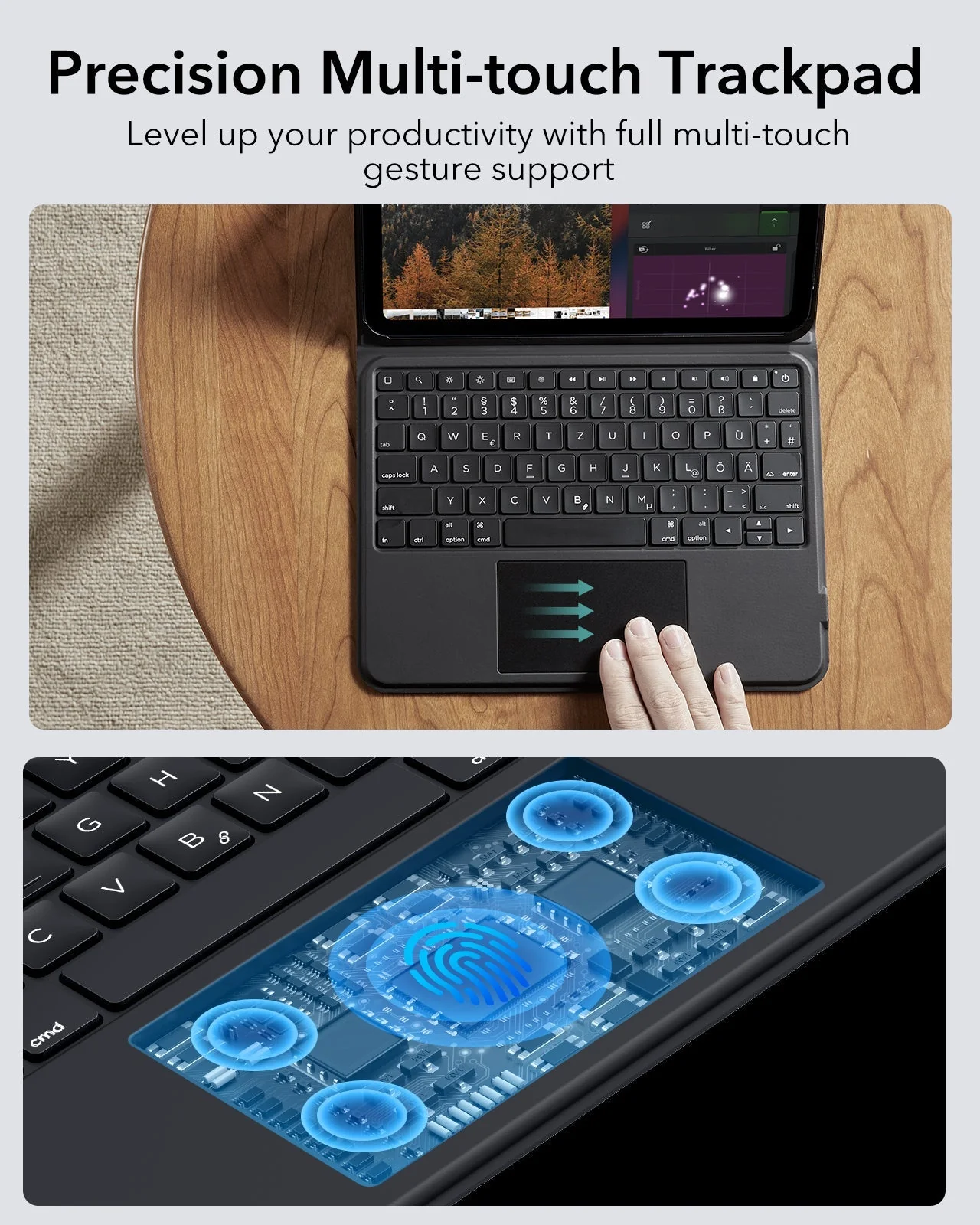 iPad Pro 11” (2024) Ascend Keyboard Case - DE Layout-White - Image 6
