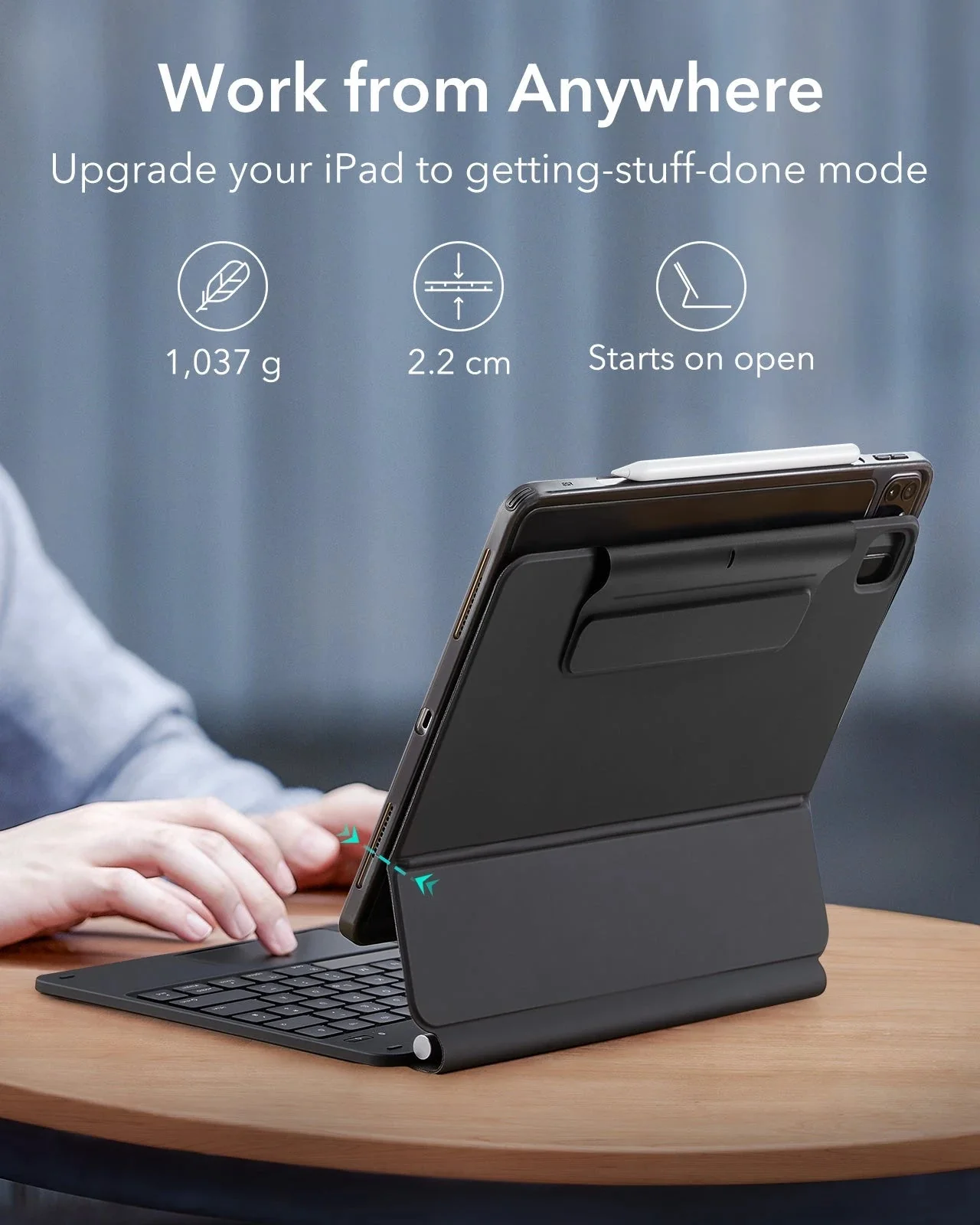 iPad Pro 12.9″ (6th/5th/4th/3rd Gen) Rebound Magnetic Keyboard Case 360 - DE Layout-Black - Image 2