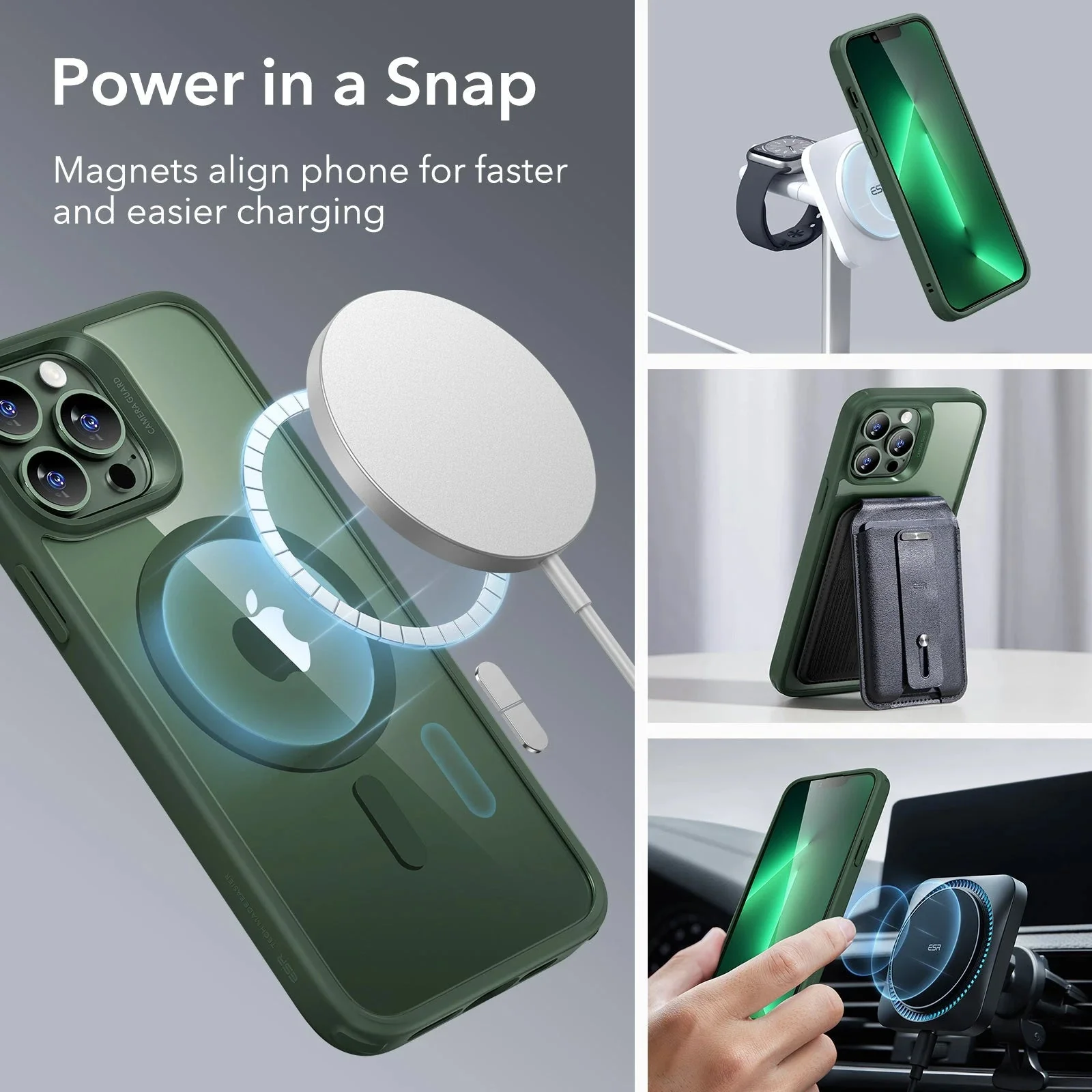 iPhone 13 Pro Classic Hybrid Case (HaloLock) - Clear Green - Image 3