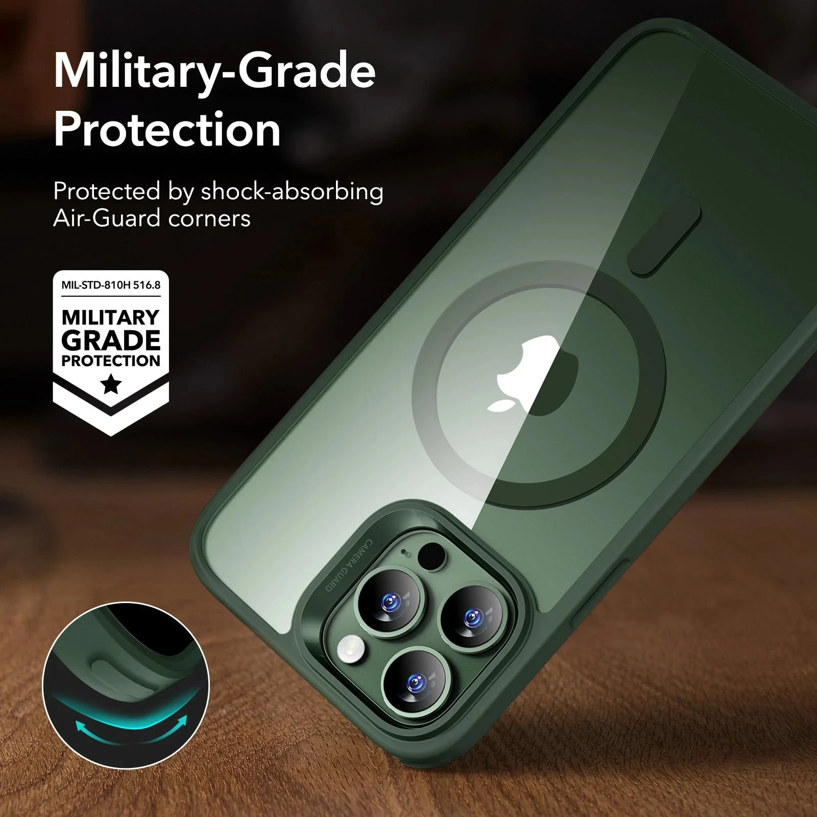 iPhone 13 Pro Classic Hybrid Case (HaloLock) - Clear Green - Image 5