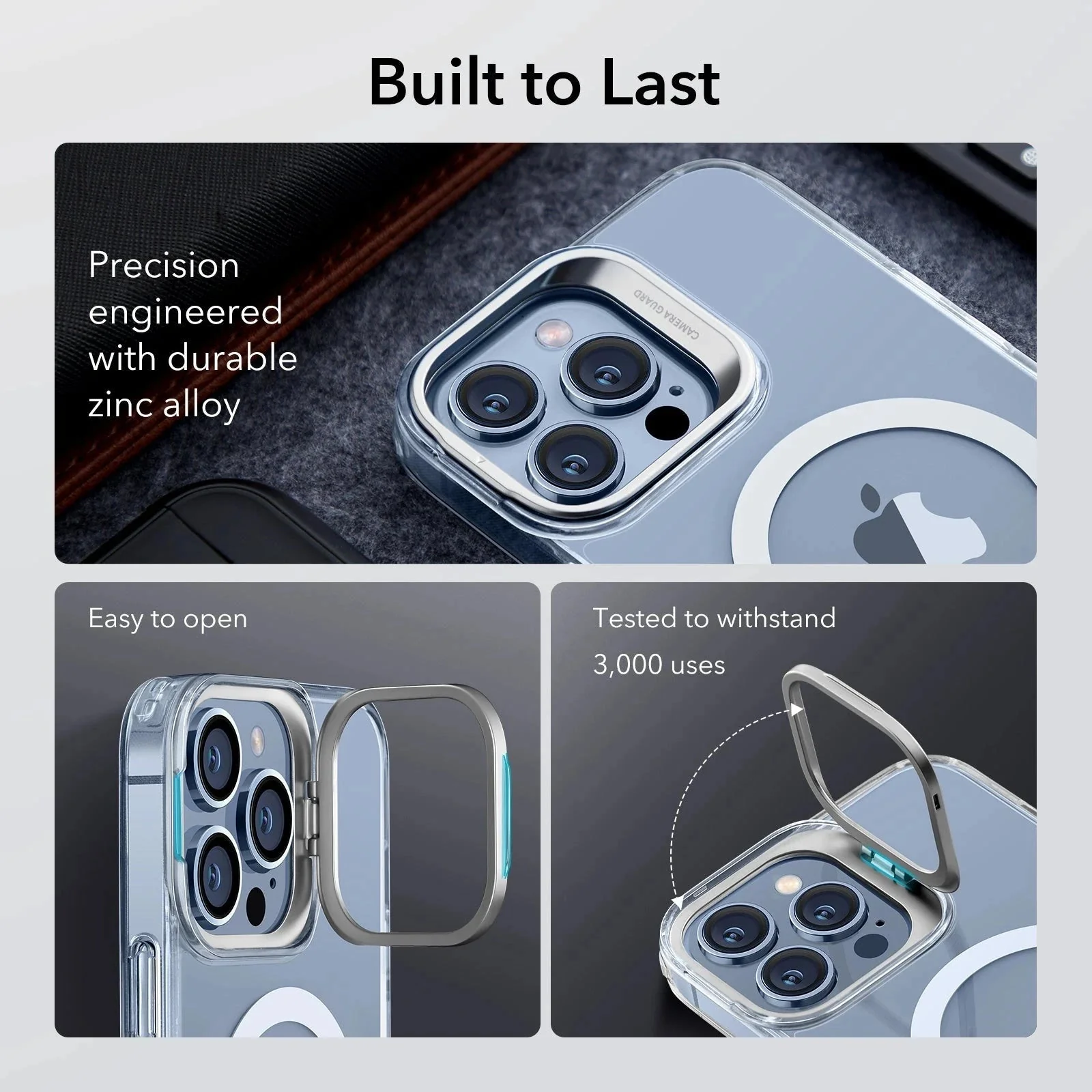 iPhone 13 Pro Classic Hybrid Case with Stash Stand (HaloLock) - Clear - Image 5