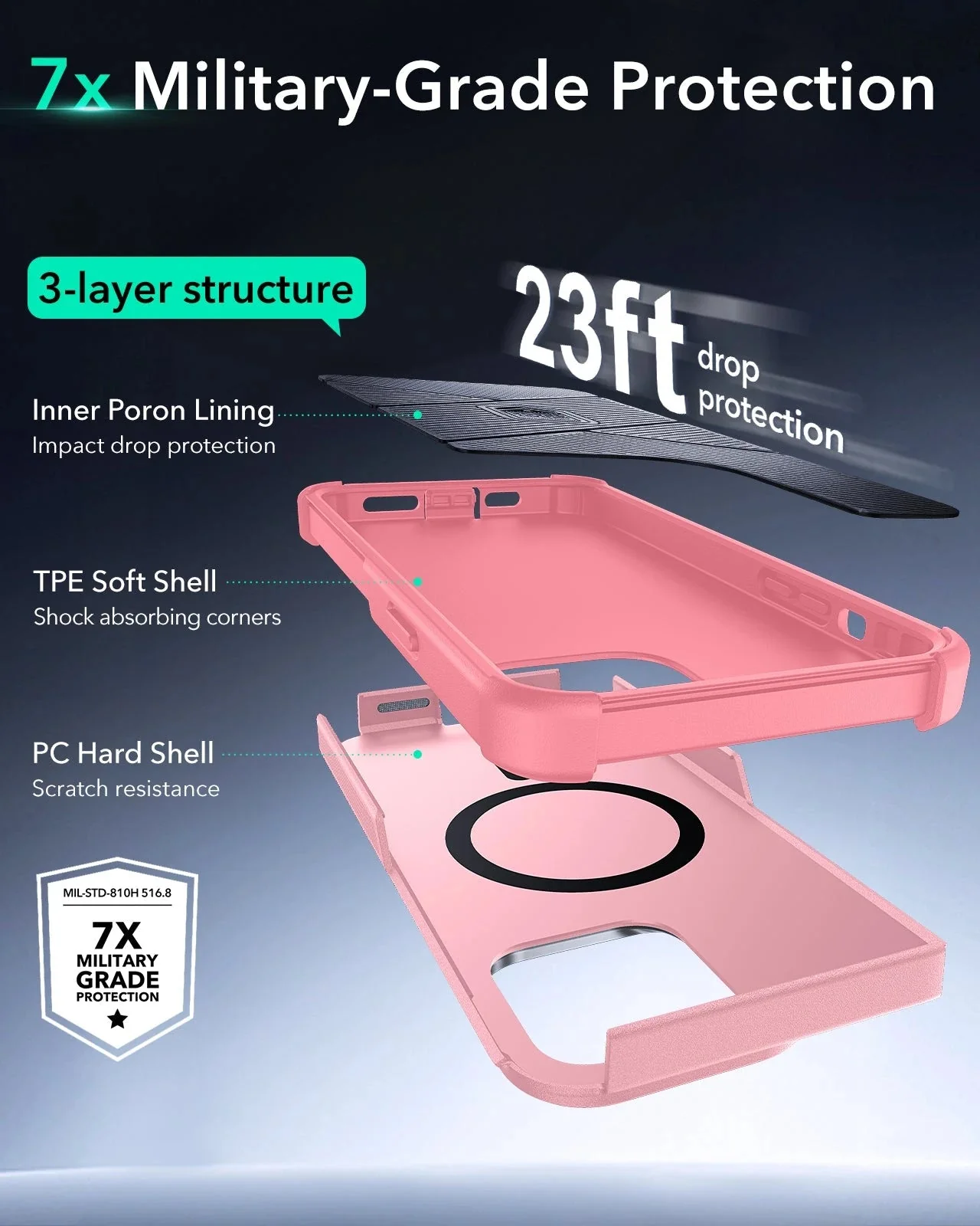 iPhone 13 Pro Cyber Tough Magnetic Case (Stash Stand) - Pink - Image 3