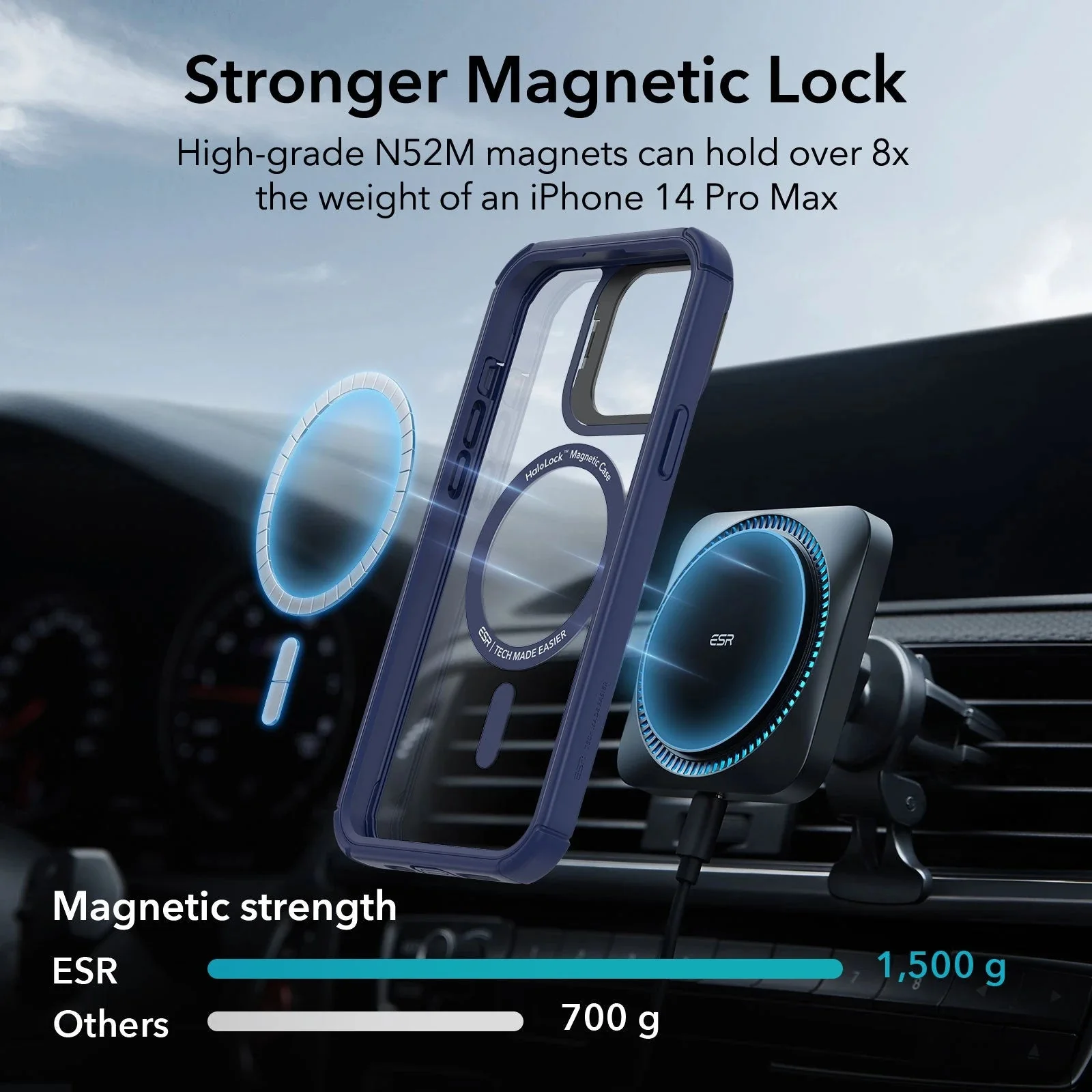 iPhone 13 Pro Max Armor Tough Case with Stash Stand (HaloLock) - Clear Blue - Image 6