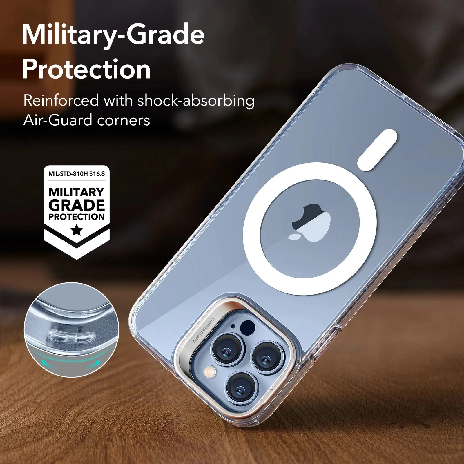 iPhone 13 Pro Max Classic Hybrid Case with Stash Stand (HaloLock) - Clear - Image 6