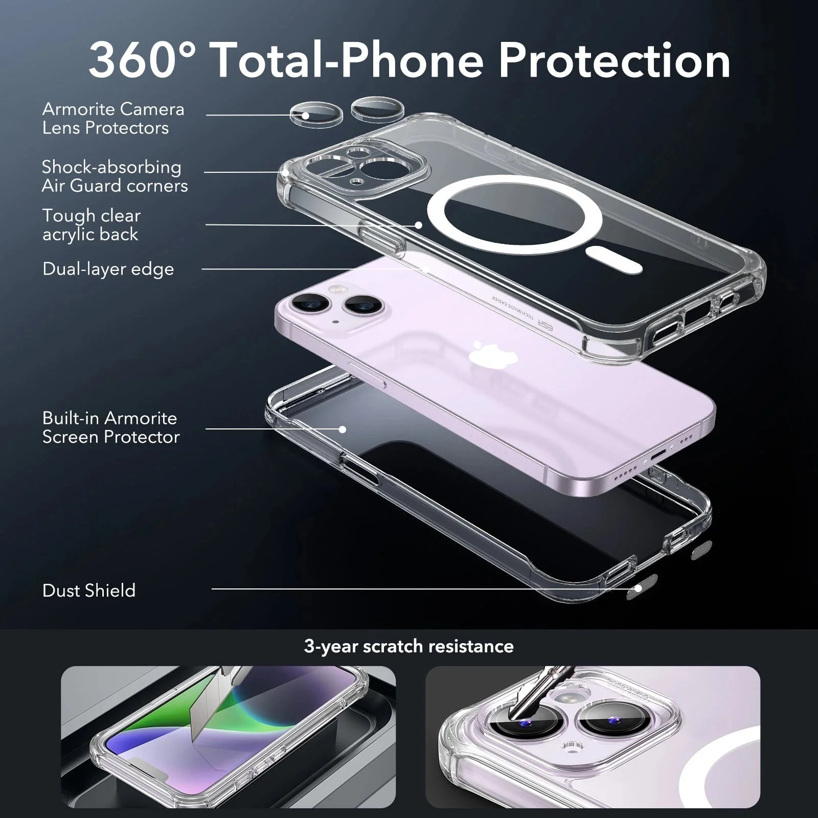 iPhone 14 Armor Tough Case (HaloLock) - Clear - Image 3