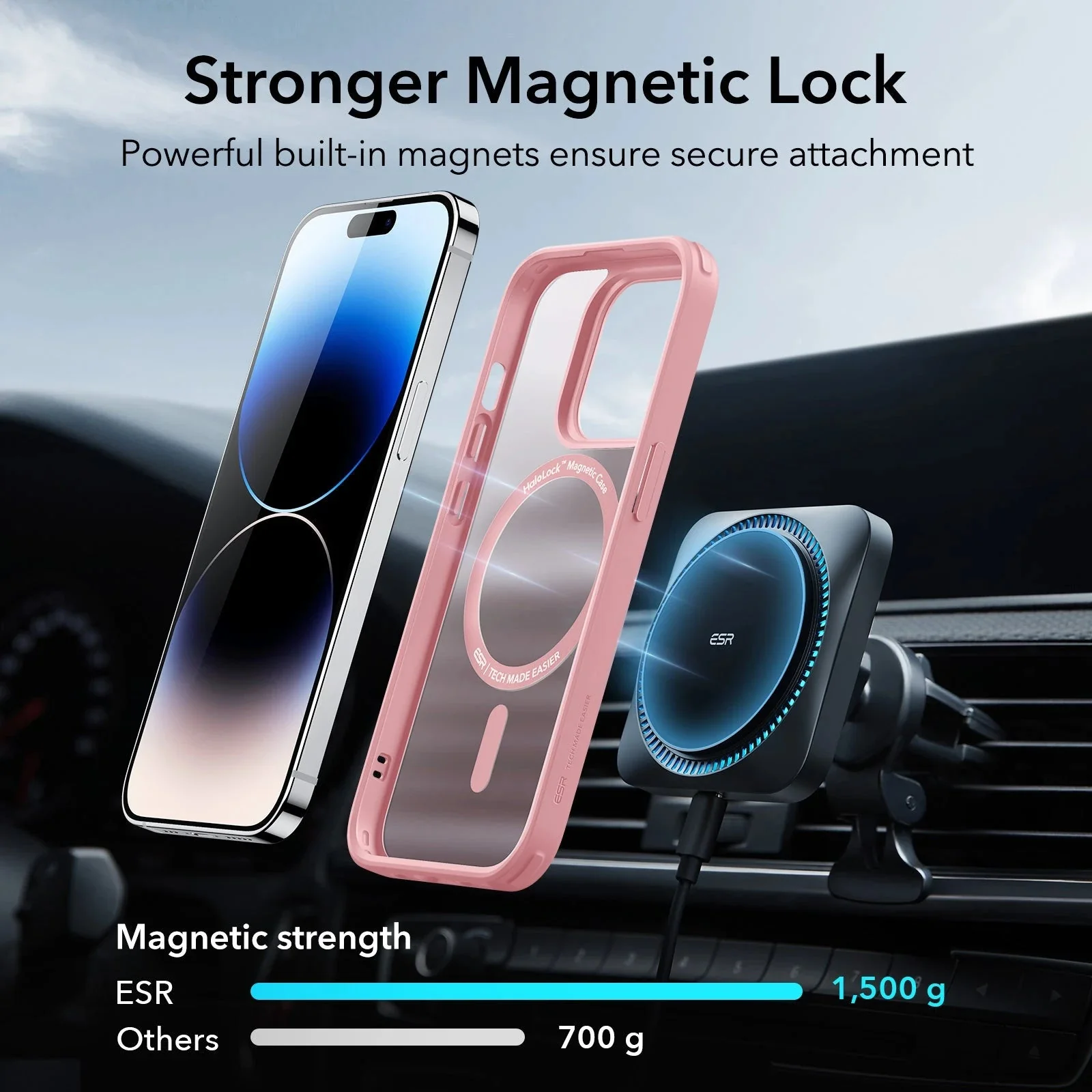 iPhone 14 Pro Classic Hybrid Case (HaloLock) - Frosted Pink - Image 2