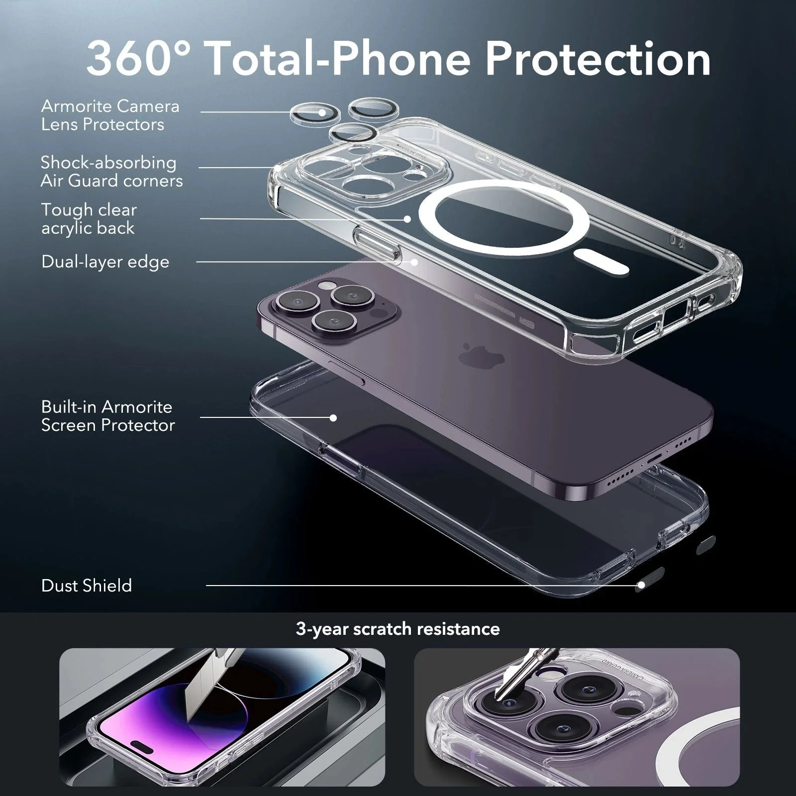 iPhone 14 Pro Max Armor Tough Case (HaloLock) - Clear - Image 3