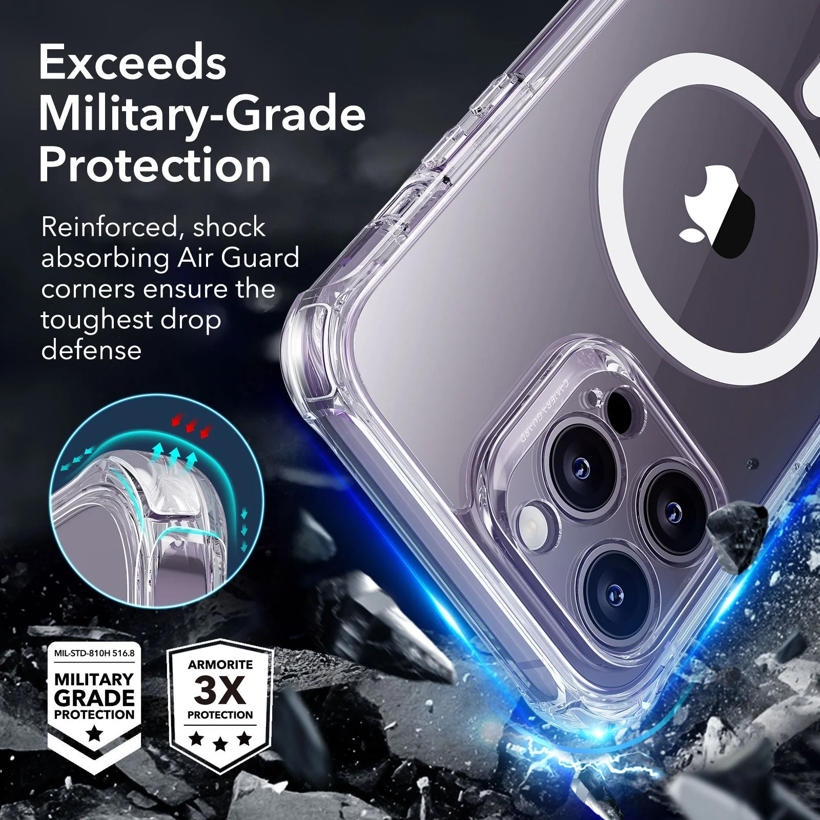 iPhone 14 Pro Max Armor Tough Case (HaloLock) - Clear - Image 4