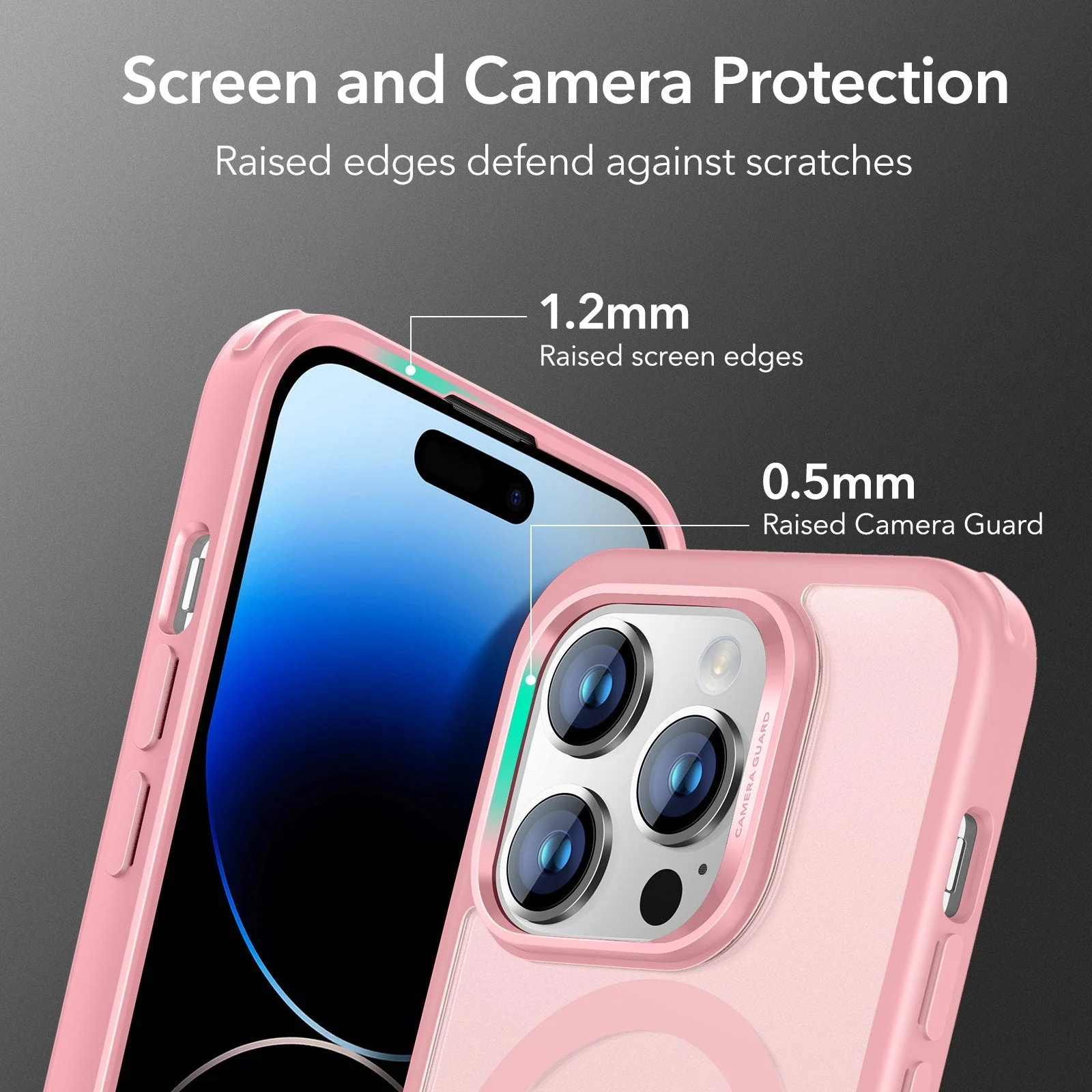 iPhone 14 Pro Max Classic Hybrid Case (HaloLock) - Frosted Pink - Image 5