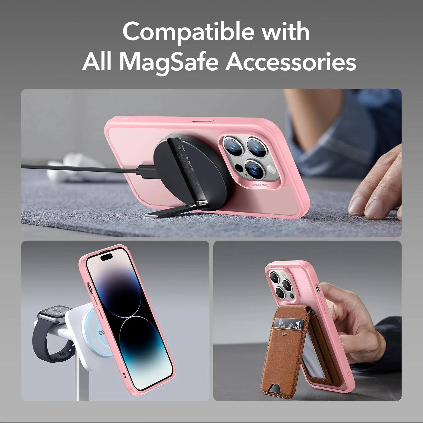 iPhone 14 Pro Max Classic Hybrid Case (HaloLock) - Frosted Pink - Image 7