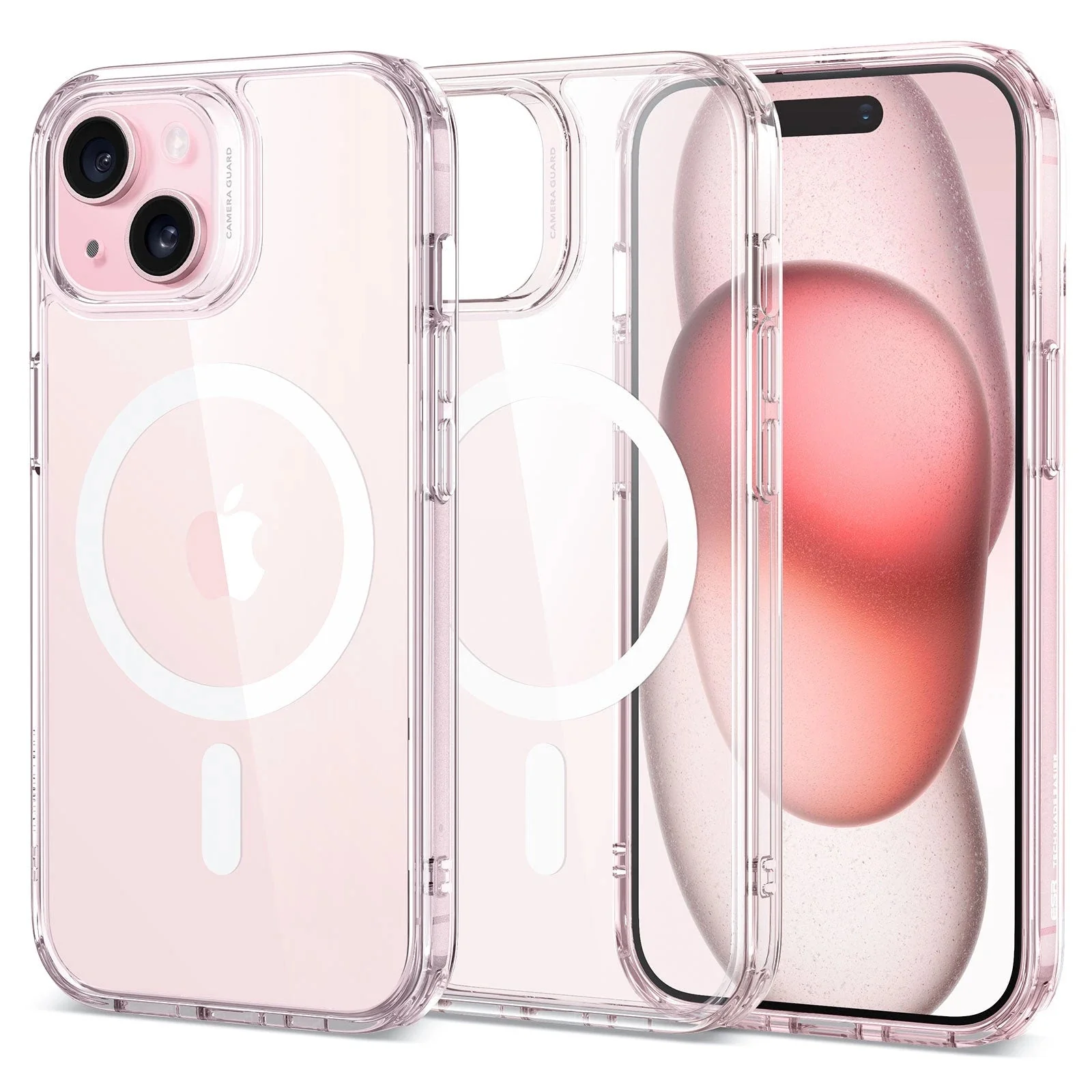 iPhone 15 Classic Hybrid Case (HaloLock) - Clear Pink