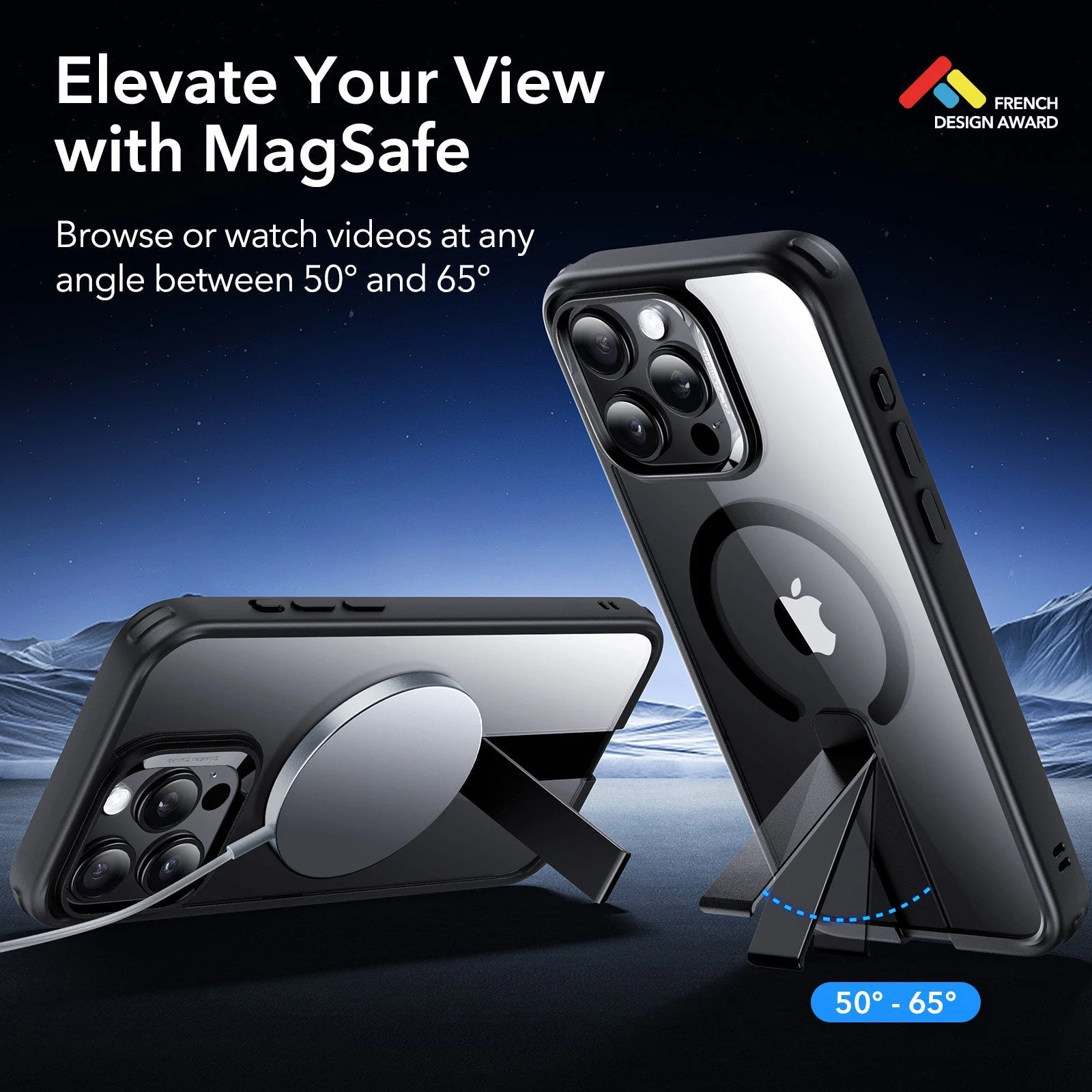 iPhone 15 Pro Boost Flickstand Case (HaloLock) - Clear Black - Image 2