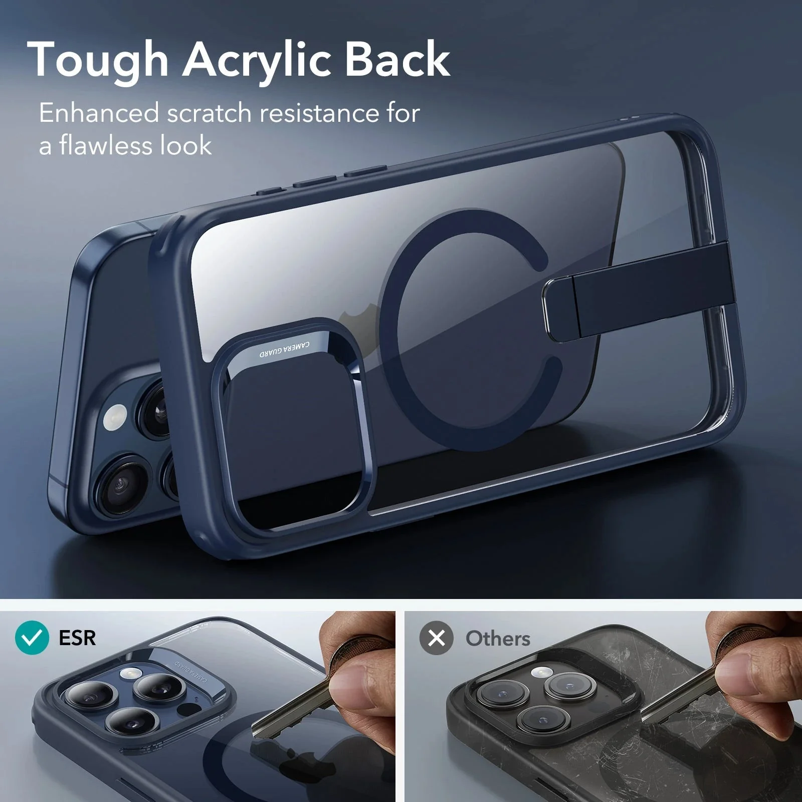 iPhone 15 Pro Boost Flickstand Case (HaloLock) - Clear Dark Blue - Image 7