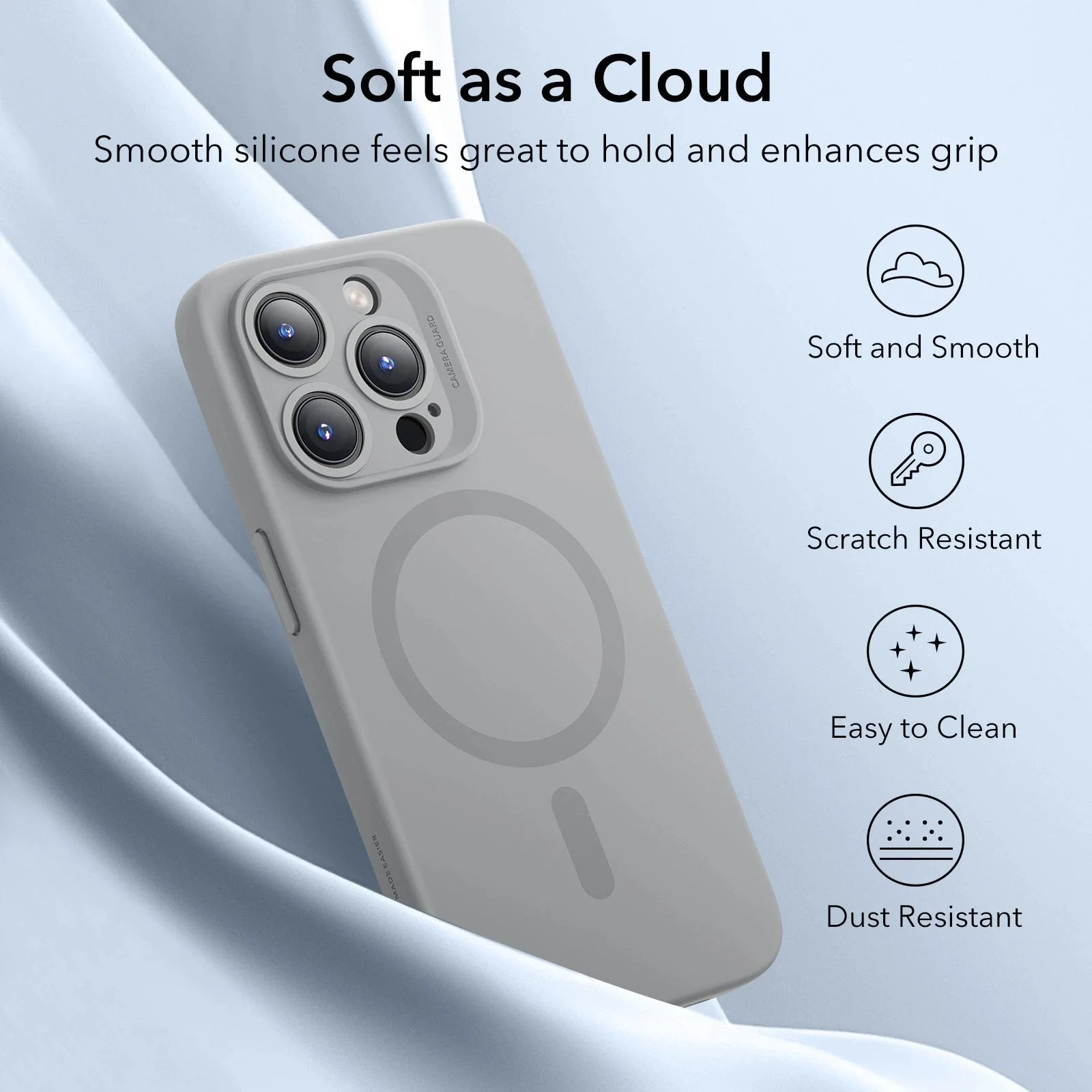 iPhone 15 Pro Cloud Soft Case (HaloLock) - Grey - Image 6