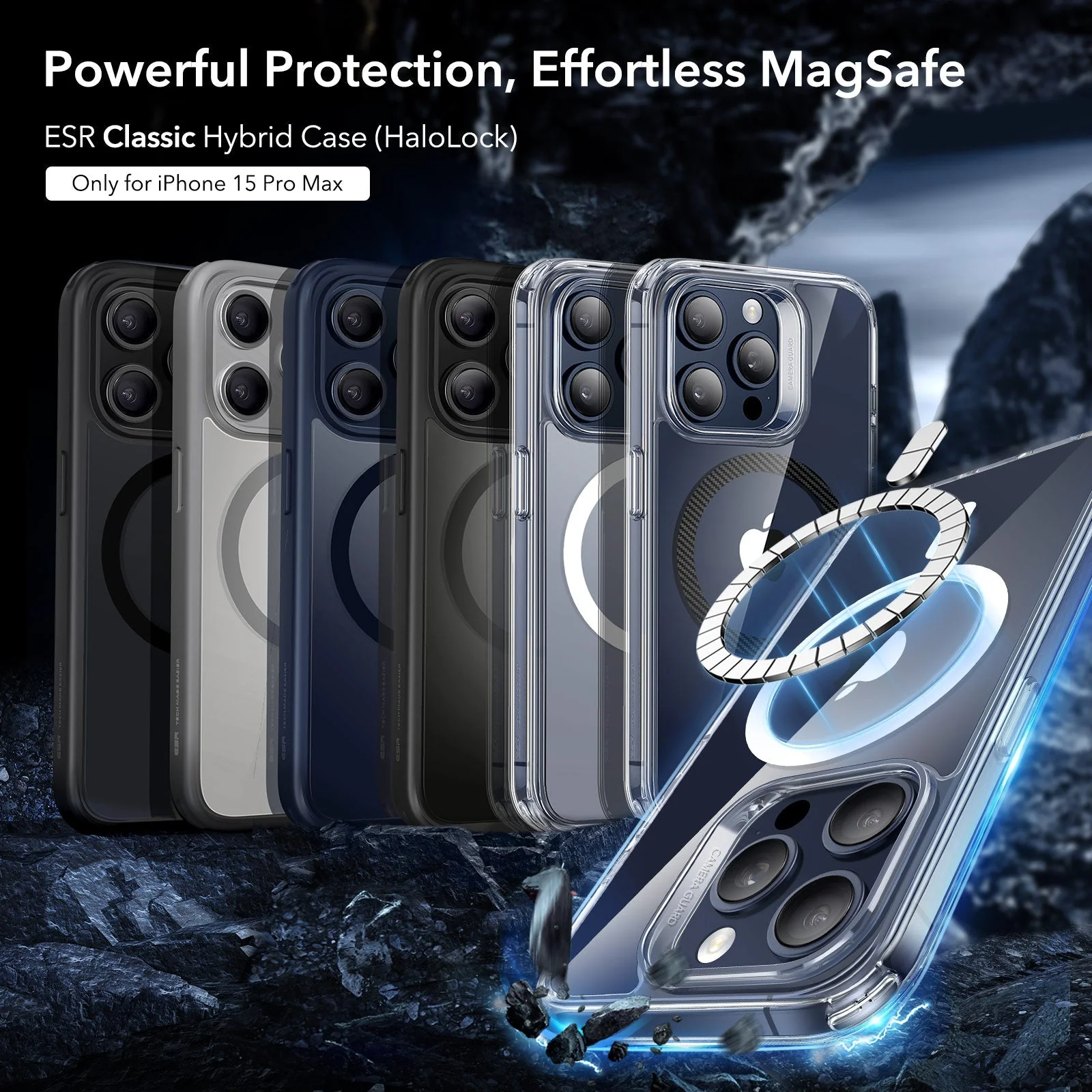 iPhone 15 Pro Max Classic Hybrid Case (HaloLock) - Carbon Fiber - Image 2