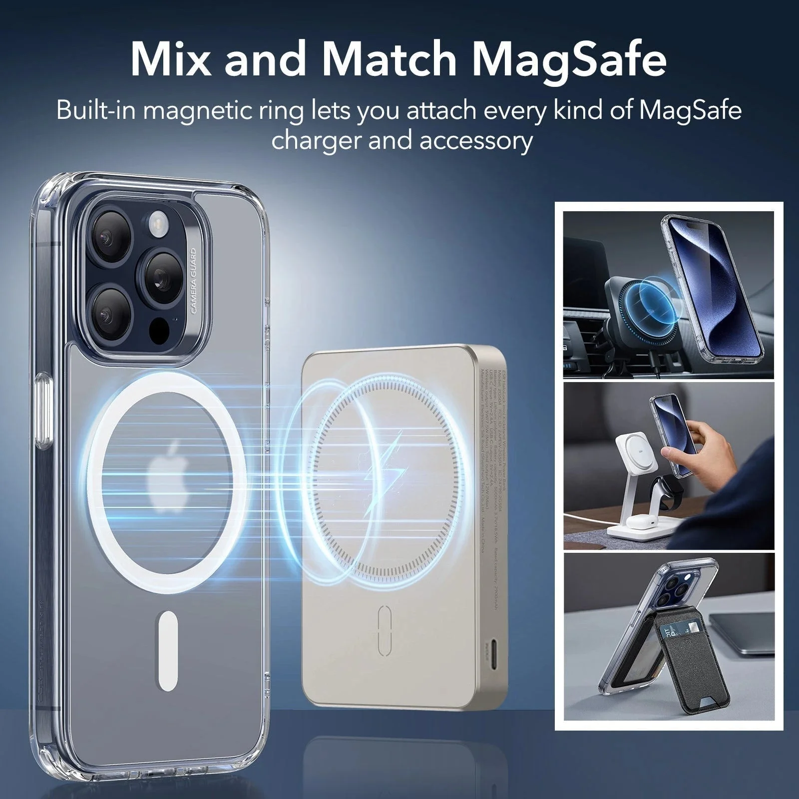 iPhone 15 Pro Max Classic Hybrid Case (HaloLock) - Clear Dark Blue - Image 4
