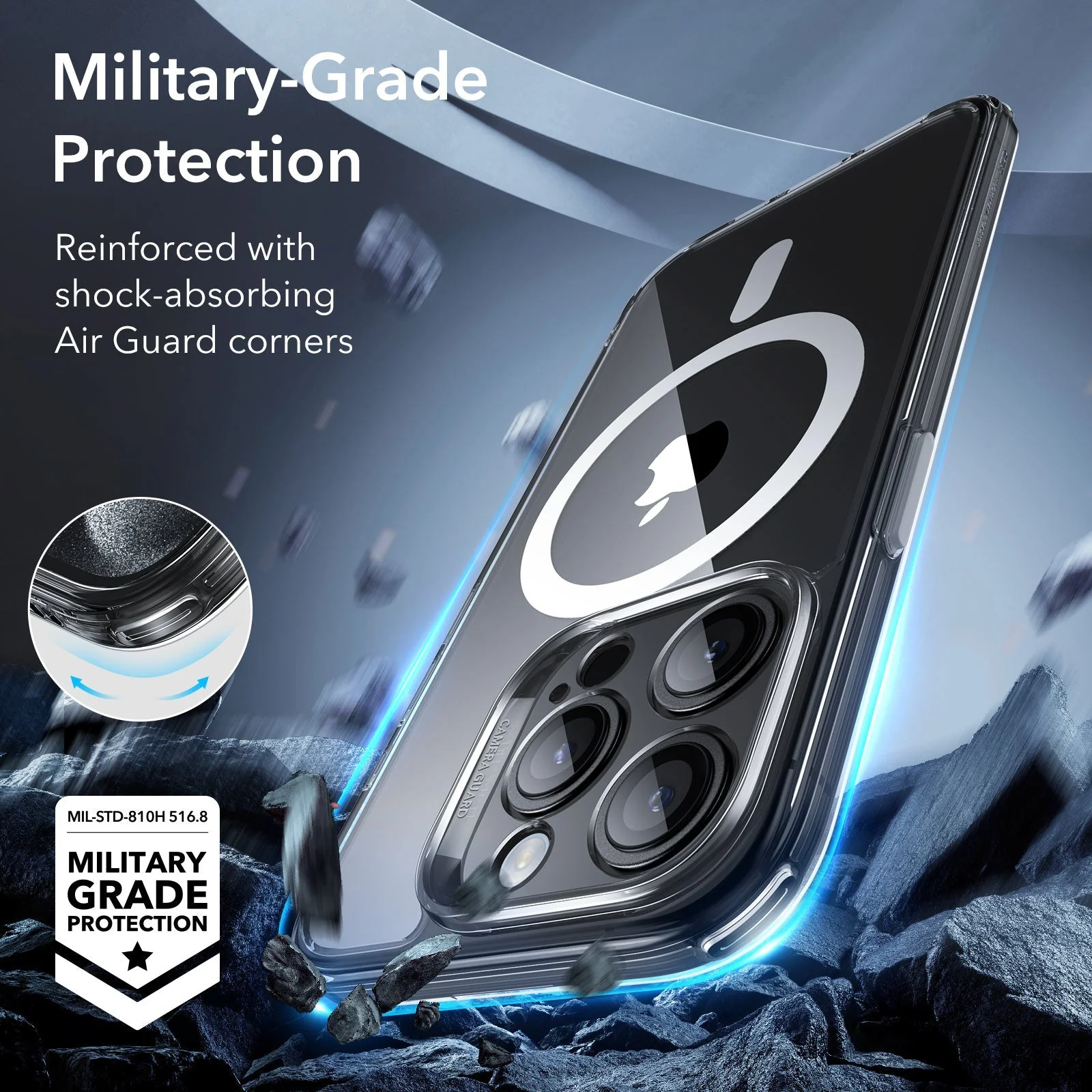 iPhone 15 Pro Max Classic Pro Case (HaloLock) Set - Clear - Image 7