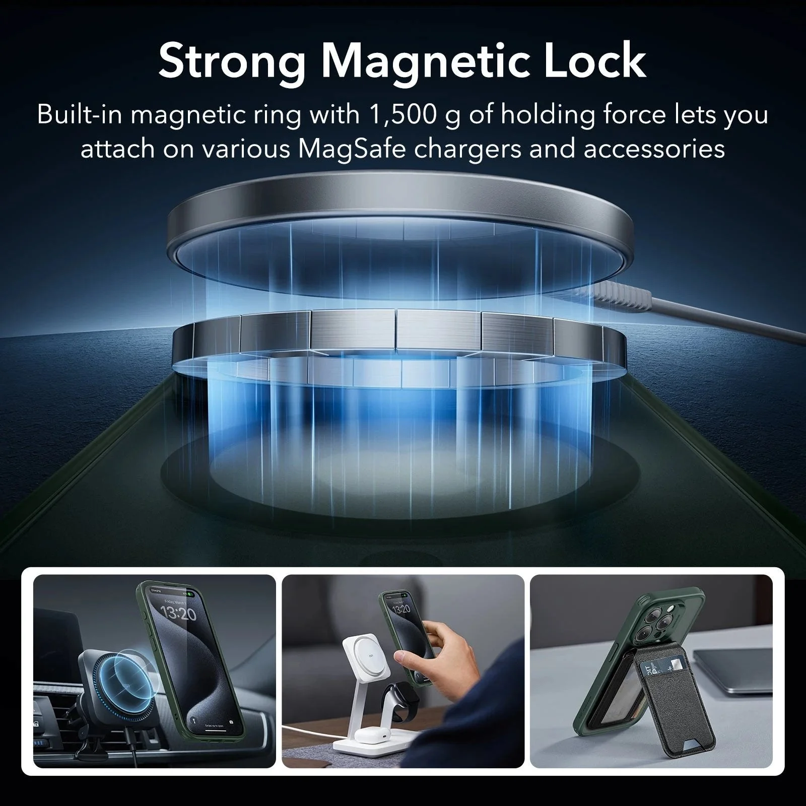iPhone 15 Pro Max Classic Pro Case (HaloLock) Set - Frosted Dark Green - Image 5