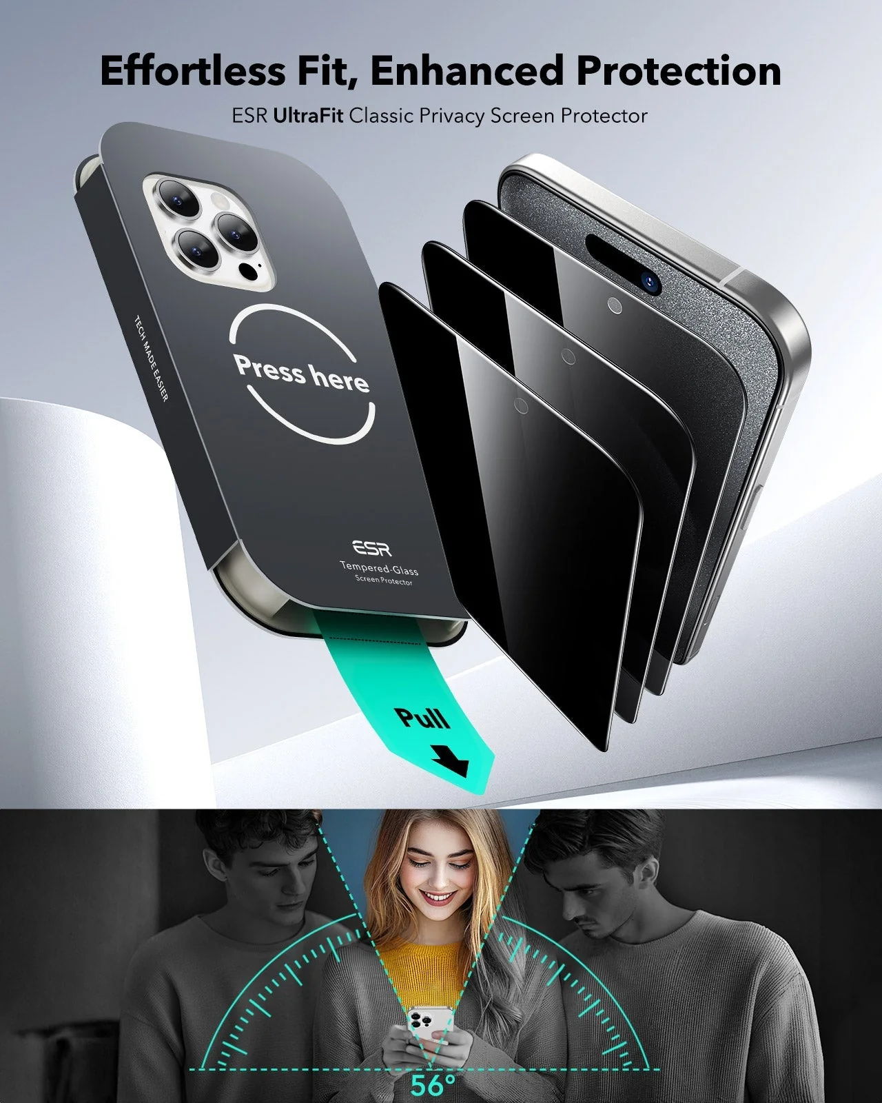 iPhone 15 Pro Max UltraFit Classic Privacy Screen Protector - 3 Pack - Image 2
