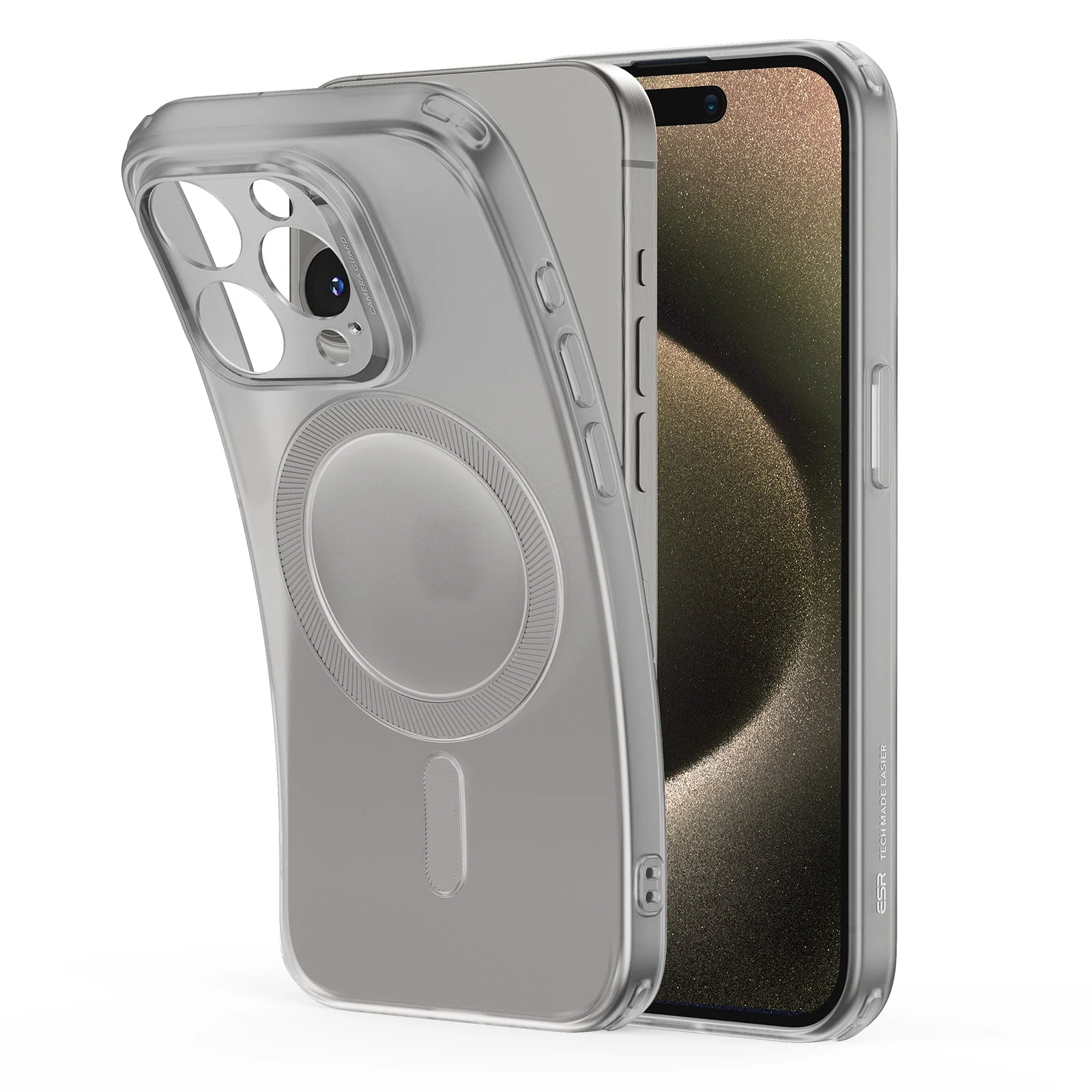 iPhone 15 Pro Zero Clear Case (HaloLock) - Frosted Grey