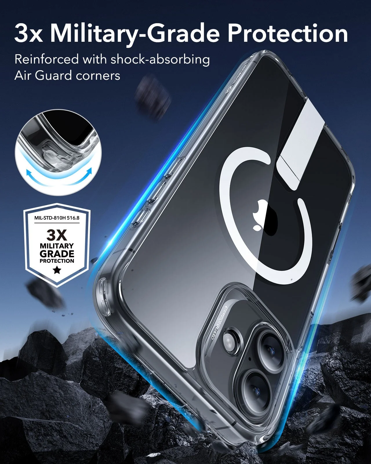 iPhone 16 Boost Flickstand Case (HaloLock) - Clear Blue - Image 4