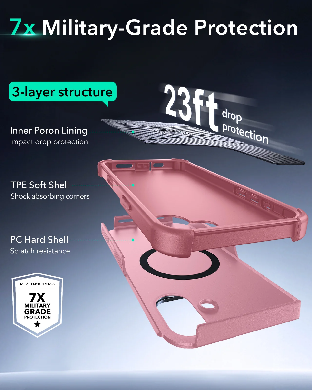 iPhone 16 Cyber Tough Magnetic Case (Camera Control, Stash Stand) - Pink - Image 6