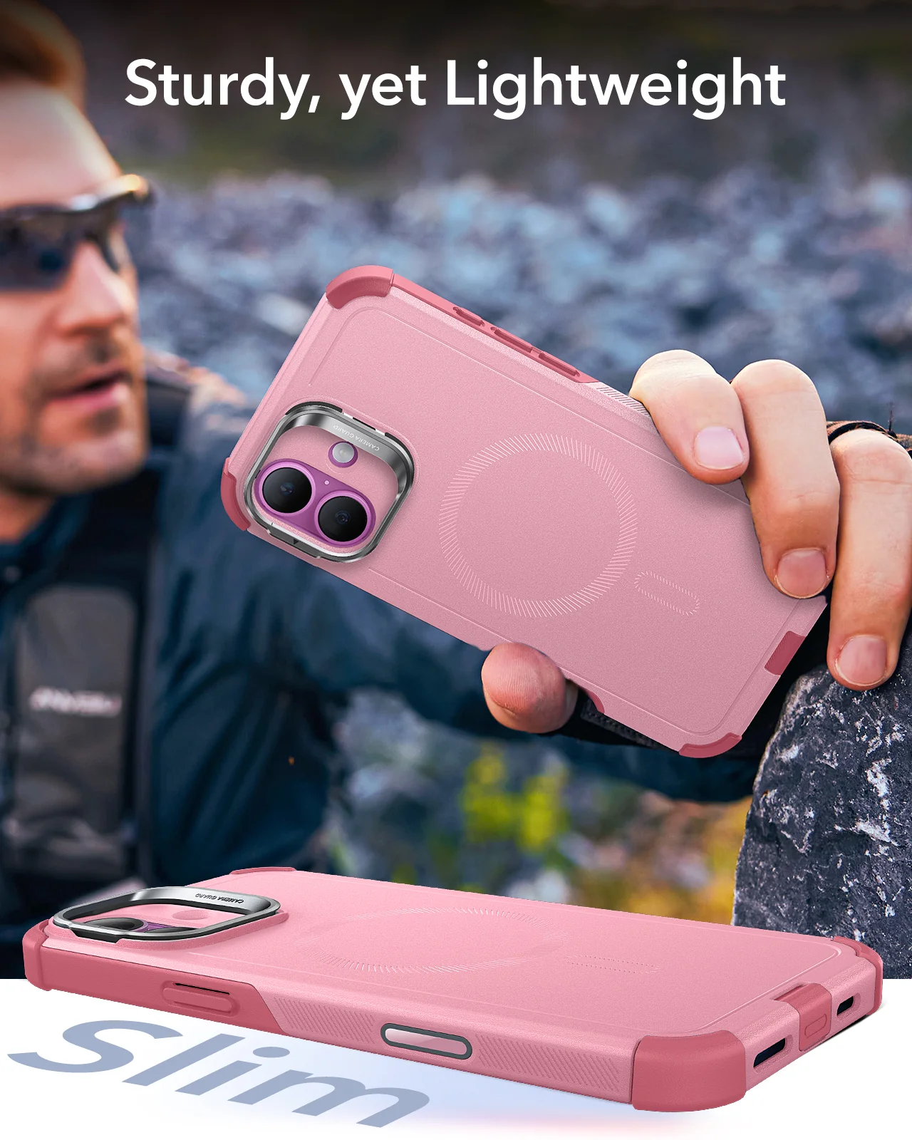 iPhone 16 Cyber Tough Magnetic Case (Camera Control, Stash Stand) - Pink - Image 7