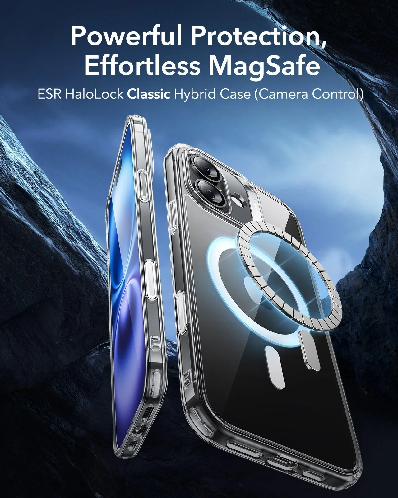 iPhone 16 HaloLock Classic Hybrid Case (Camera Control) - Clear Black - Image 2