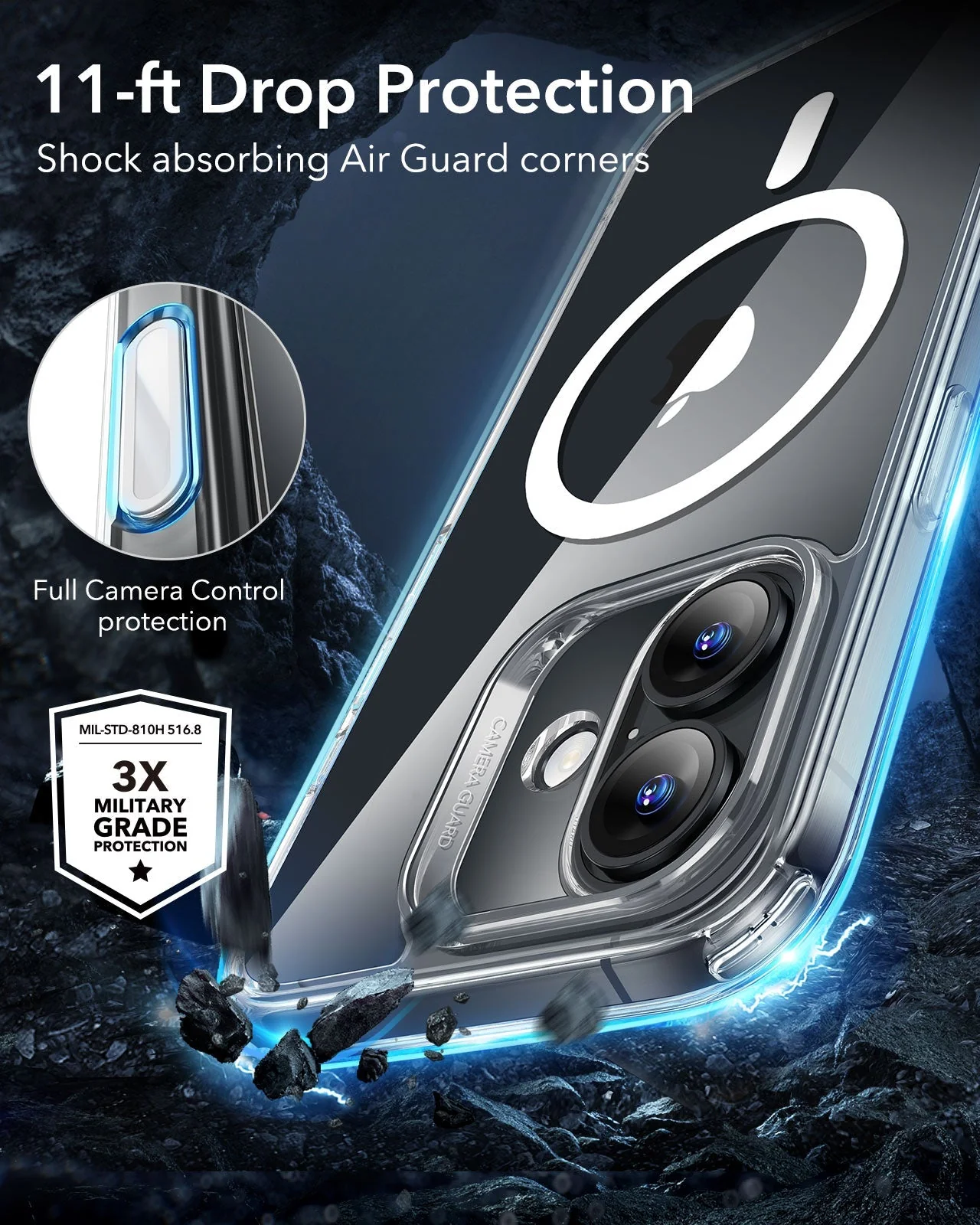 iPhone 16 HaloLock Classic Hybrid Case (Camera Control) - Clear Blue - Image 7