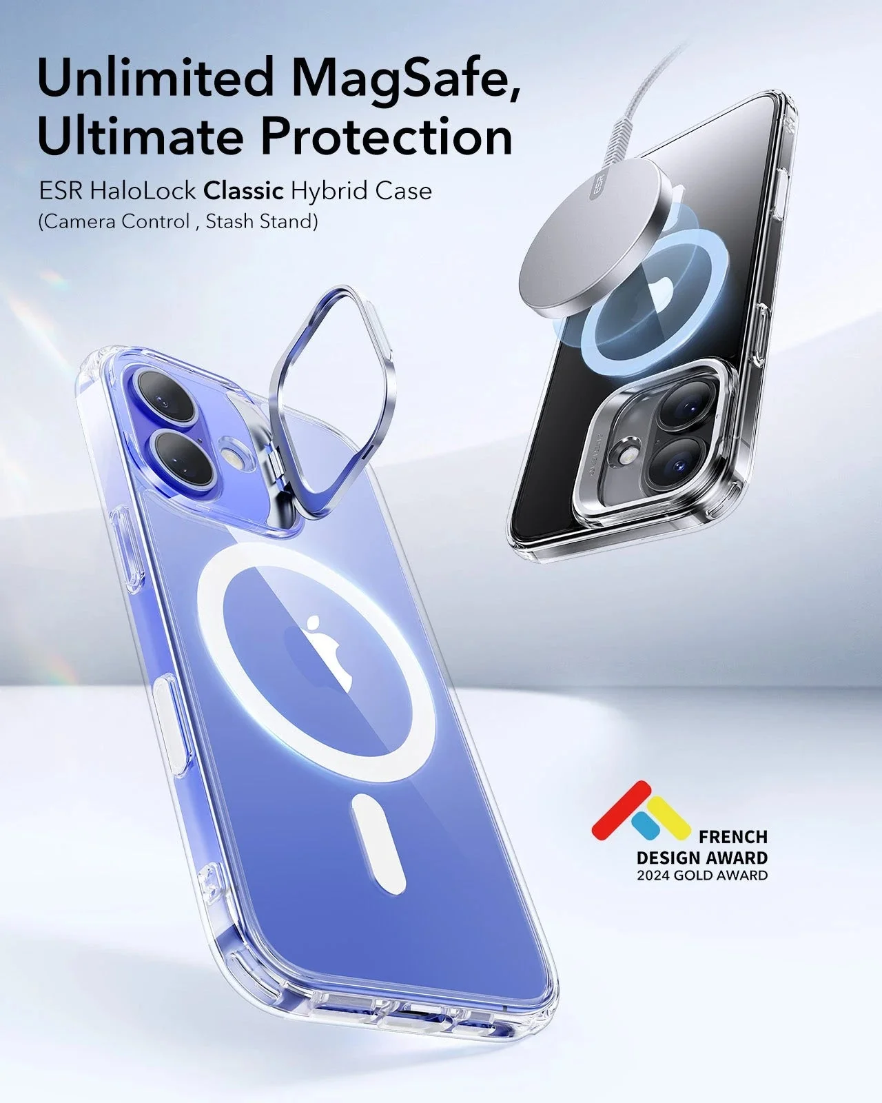 iPhone 16 Classic Hybrid Magnetic Case (Camera Control, Stash Stand) - Clear Green - Image 2