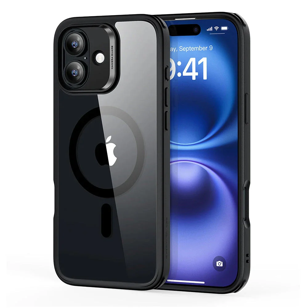 iPhone 16 Plus Classic Hybrid Case (HaloLock) - Clear Black