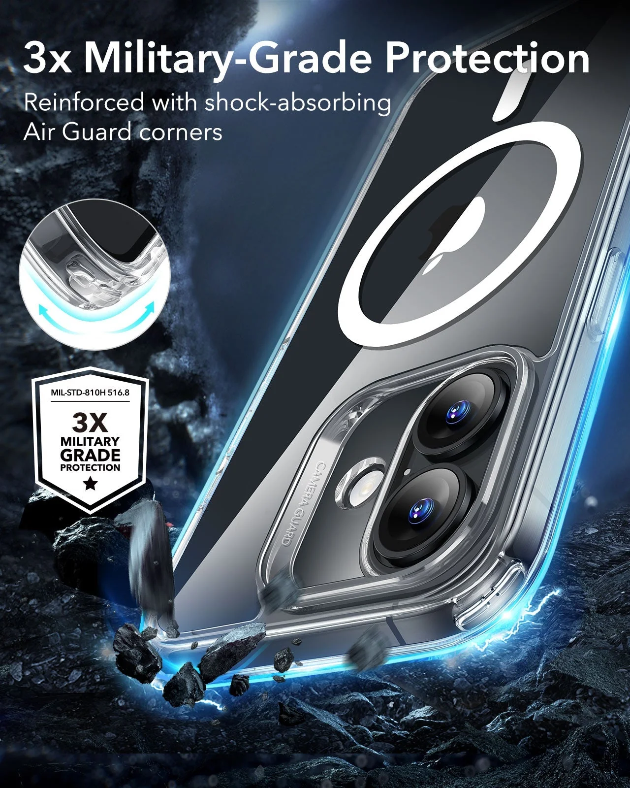 iPhone 16 Plus Classic Hybrid Case (HaloLock) - Frosted Black - Image 4