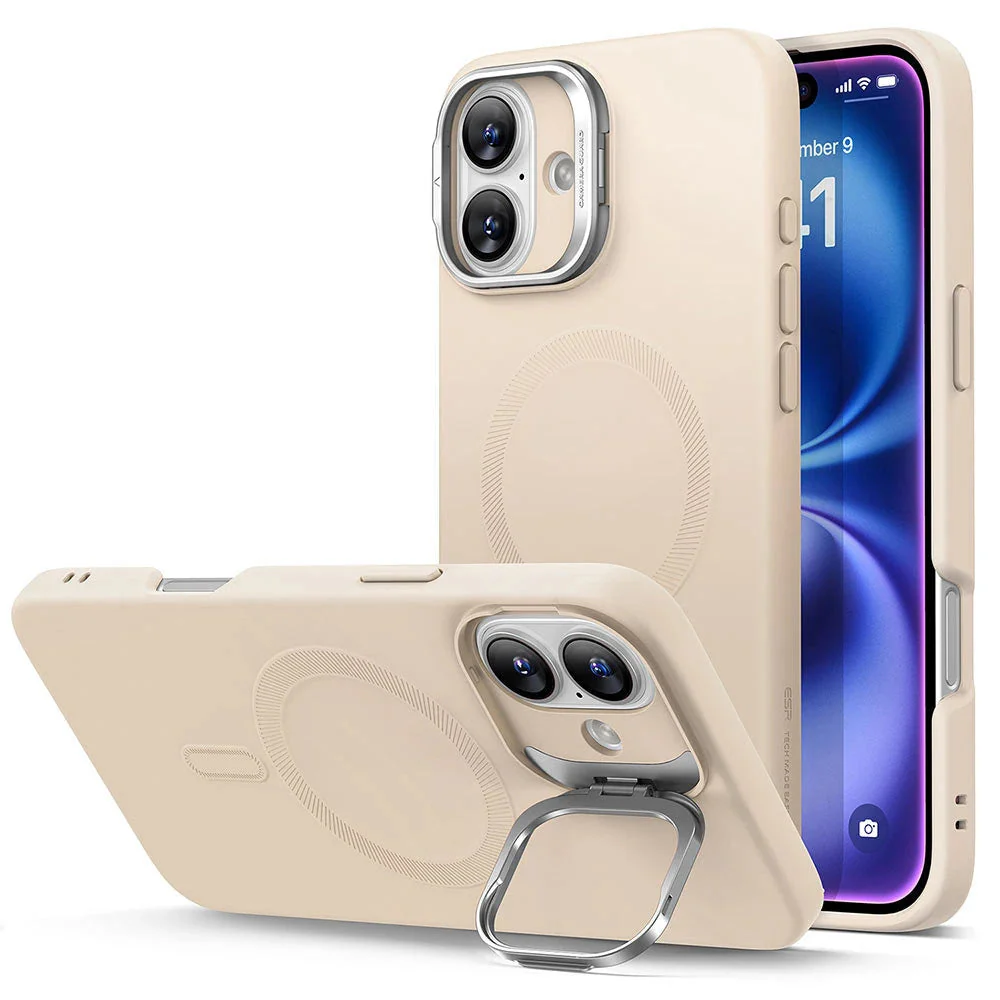 iPhone 16 Plus Cloud Soft Case with Stash Stand (HaloLock) - Light Tan