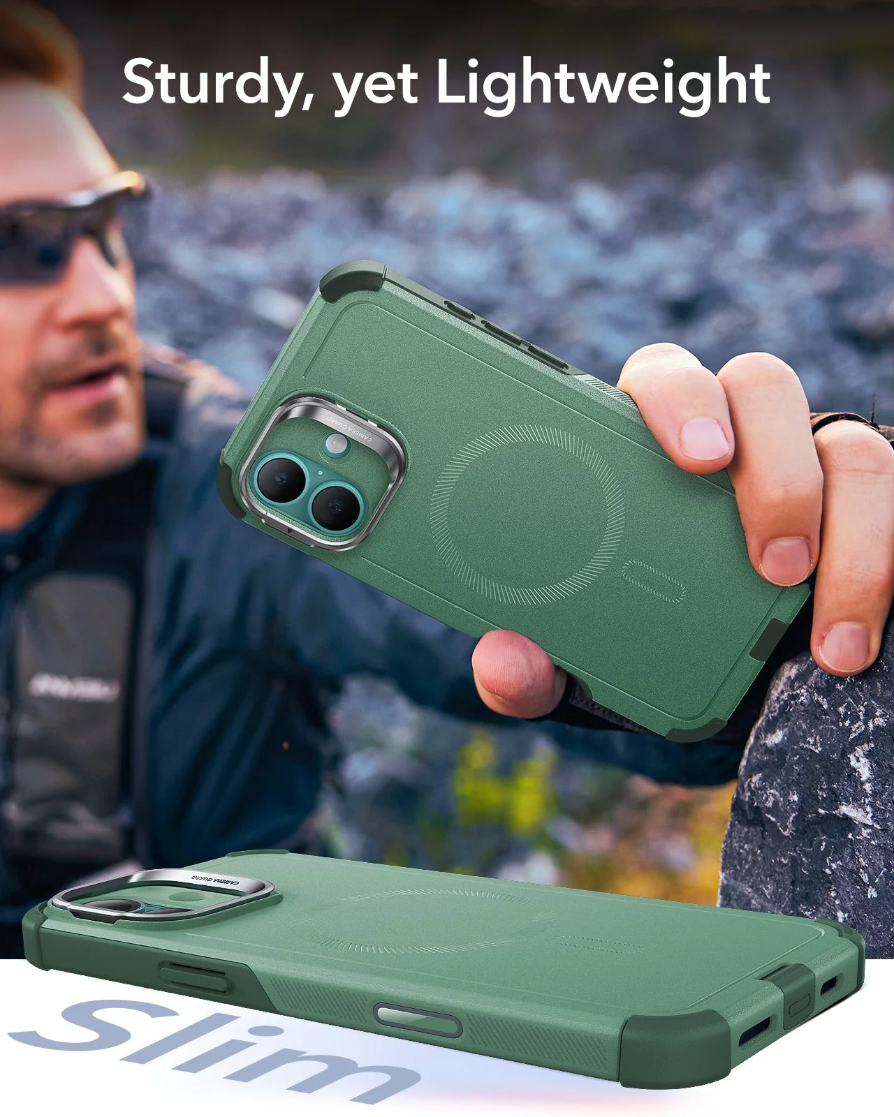 iPhone 16 Plus Cyber Tough Magnetic Case (Camera Control, Stash Stand) - Light Green - Image 8