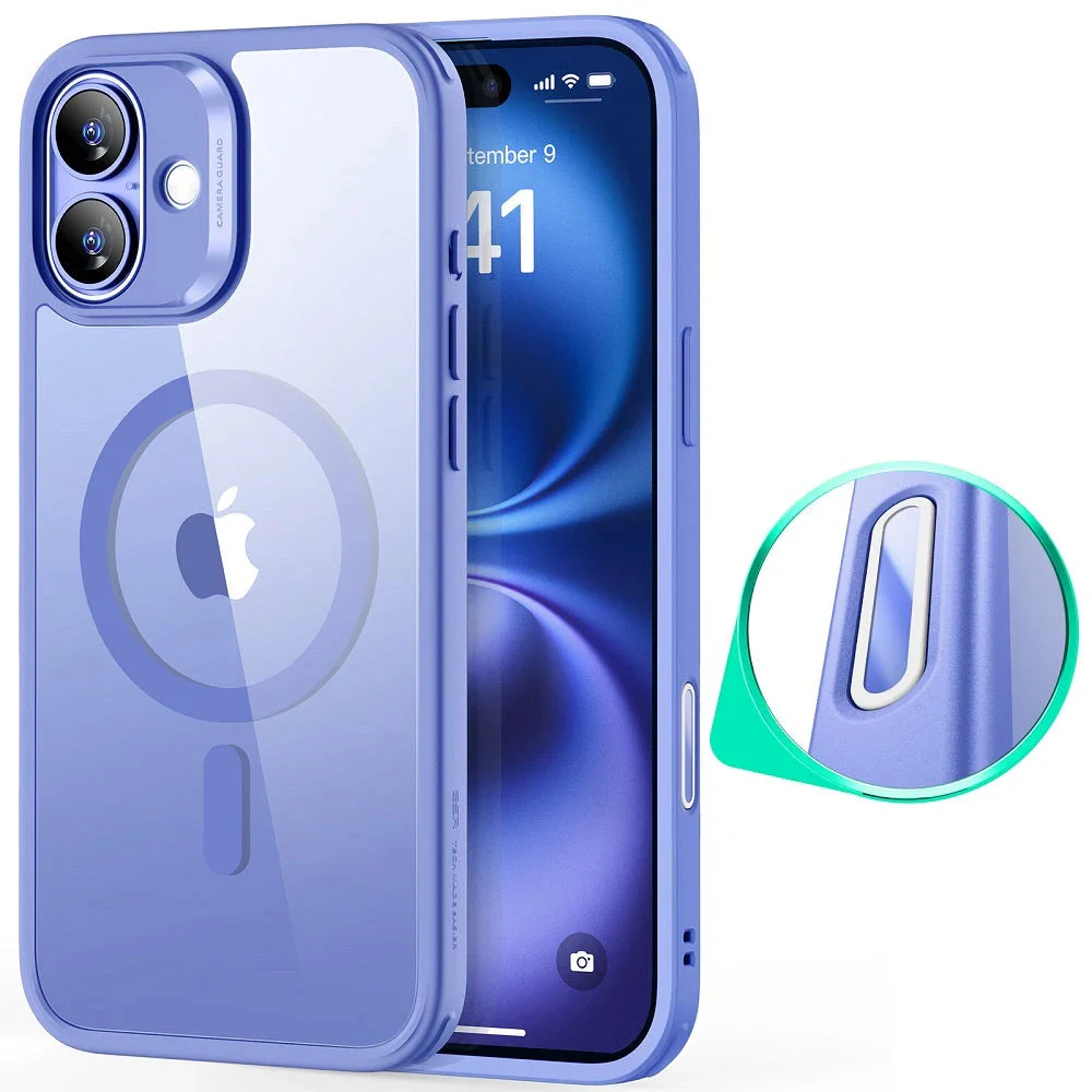 iPhone 16 Plus HaloLock Classic Hybrid Case (Camera Control) - Clear Blue