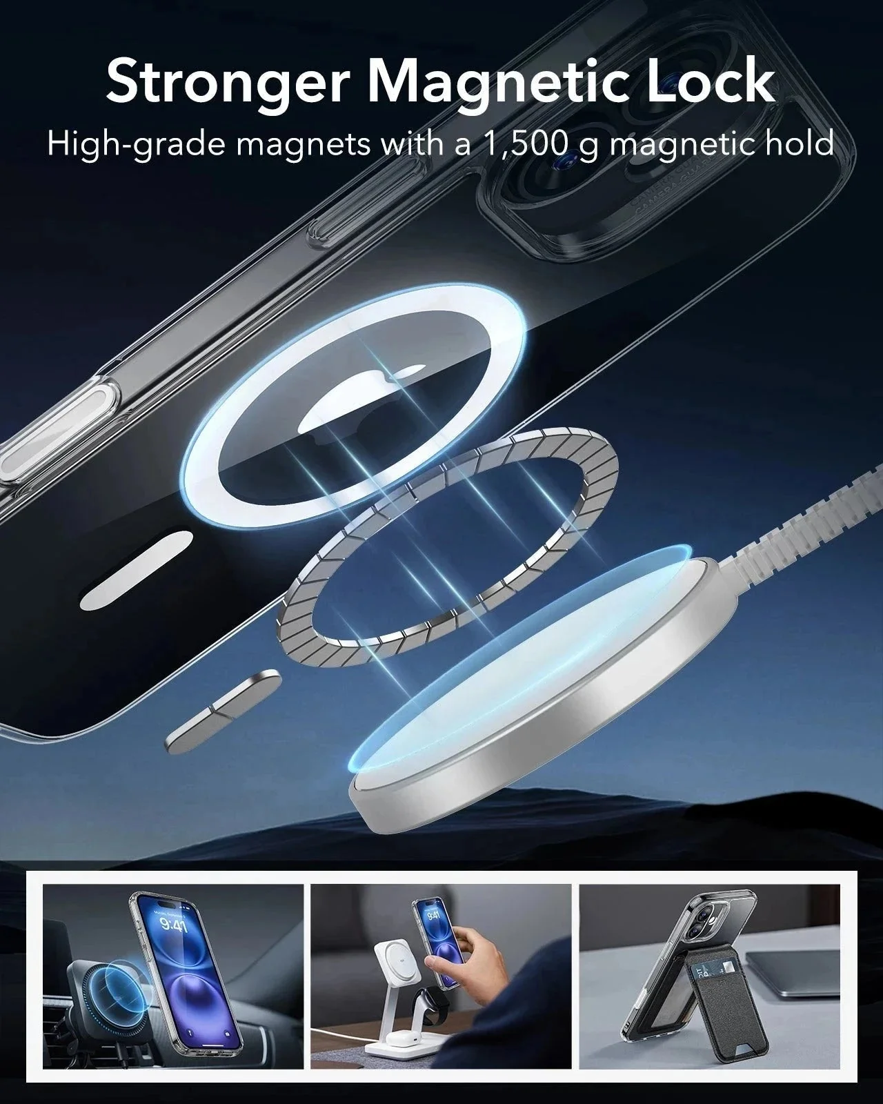 iPhone 16 Plus HaloLock Classic Hybrid Case (Camera Control) - Clear Blue - Image 6
