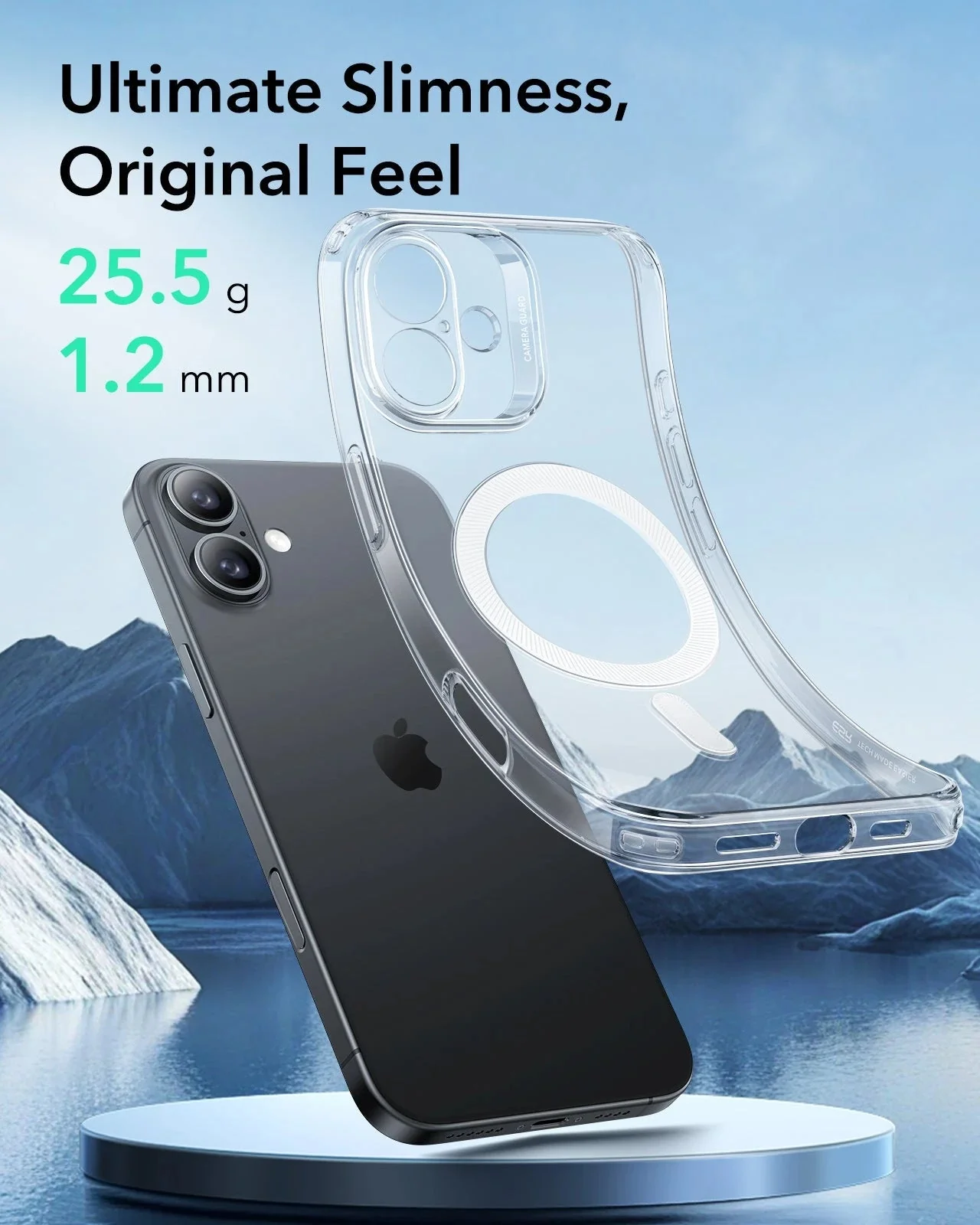 iPhone 16 Plus Zero Clear Case (HaloLock) - Frosted Light Blue - Image 3