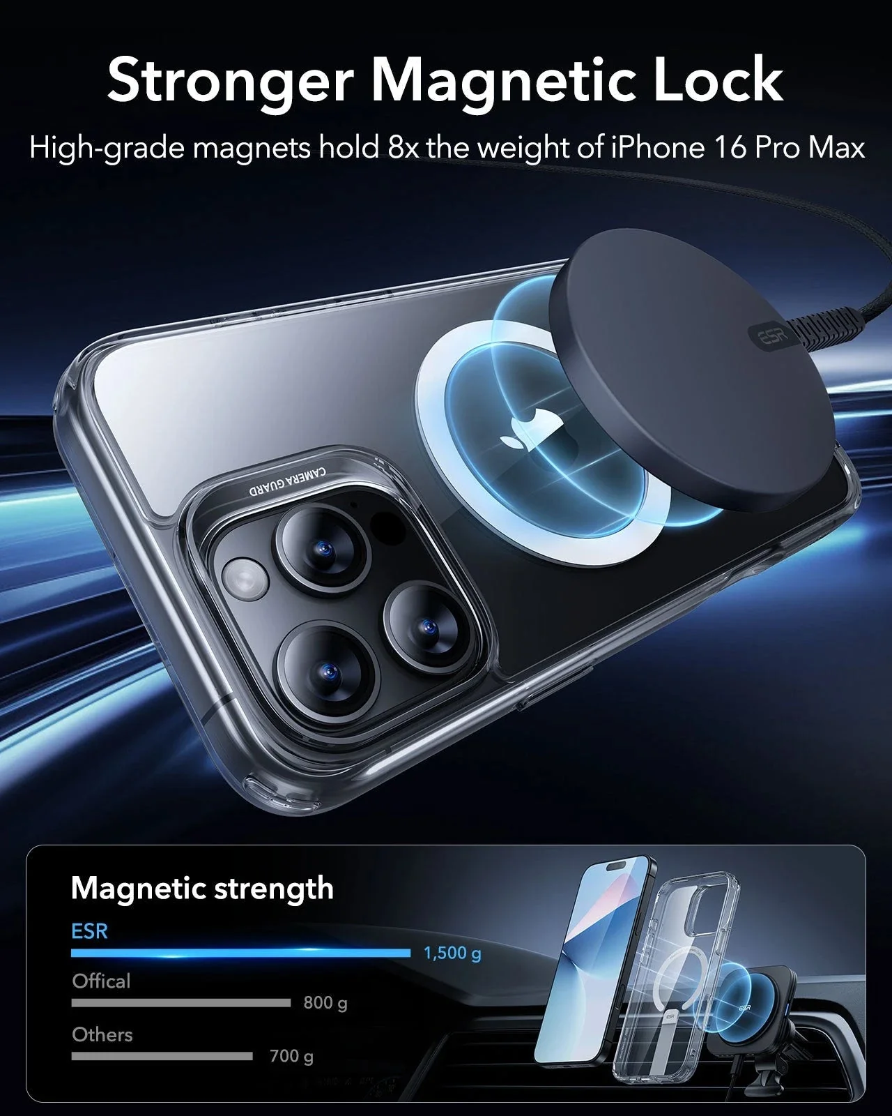 iPhone 16 Pro Boost Flickstand Case (HaloLock) - Clear Black - Image 3