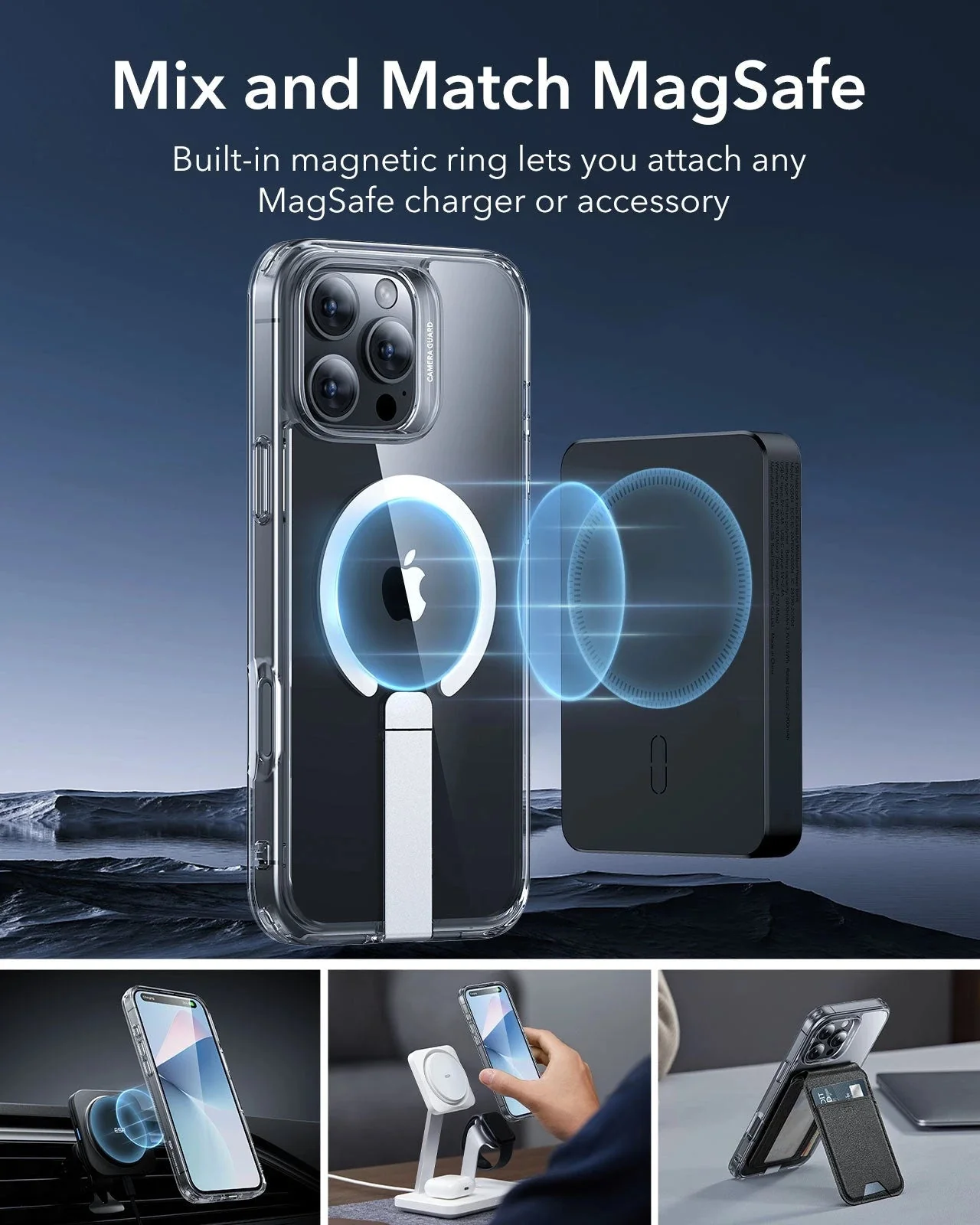 iPhone 16 Pro Boost Flickstand Case (HaloLock) - Clear Grey - Image 5