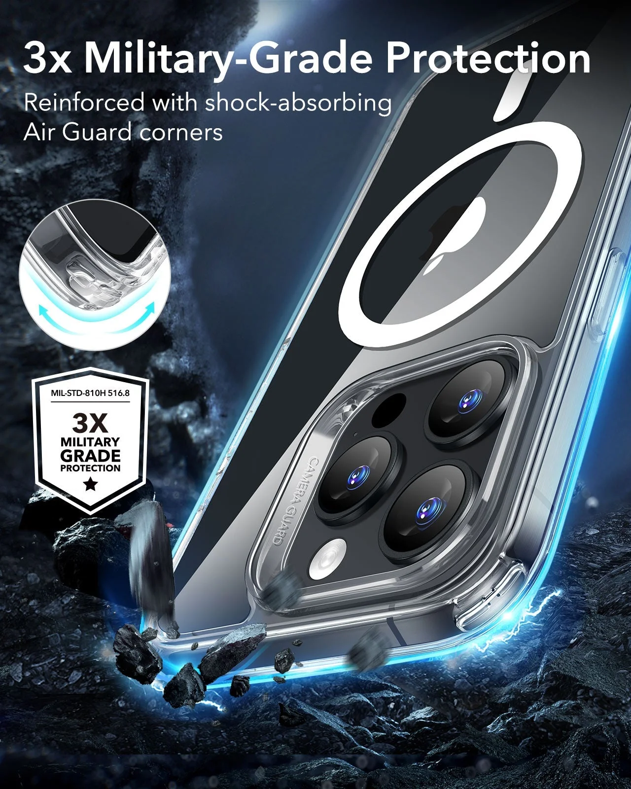 iPhone 16 Pro Classic Hybrid Case (HaloLock) - Frosted Clear - Image 4