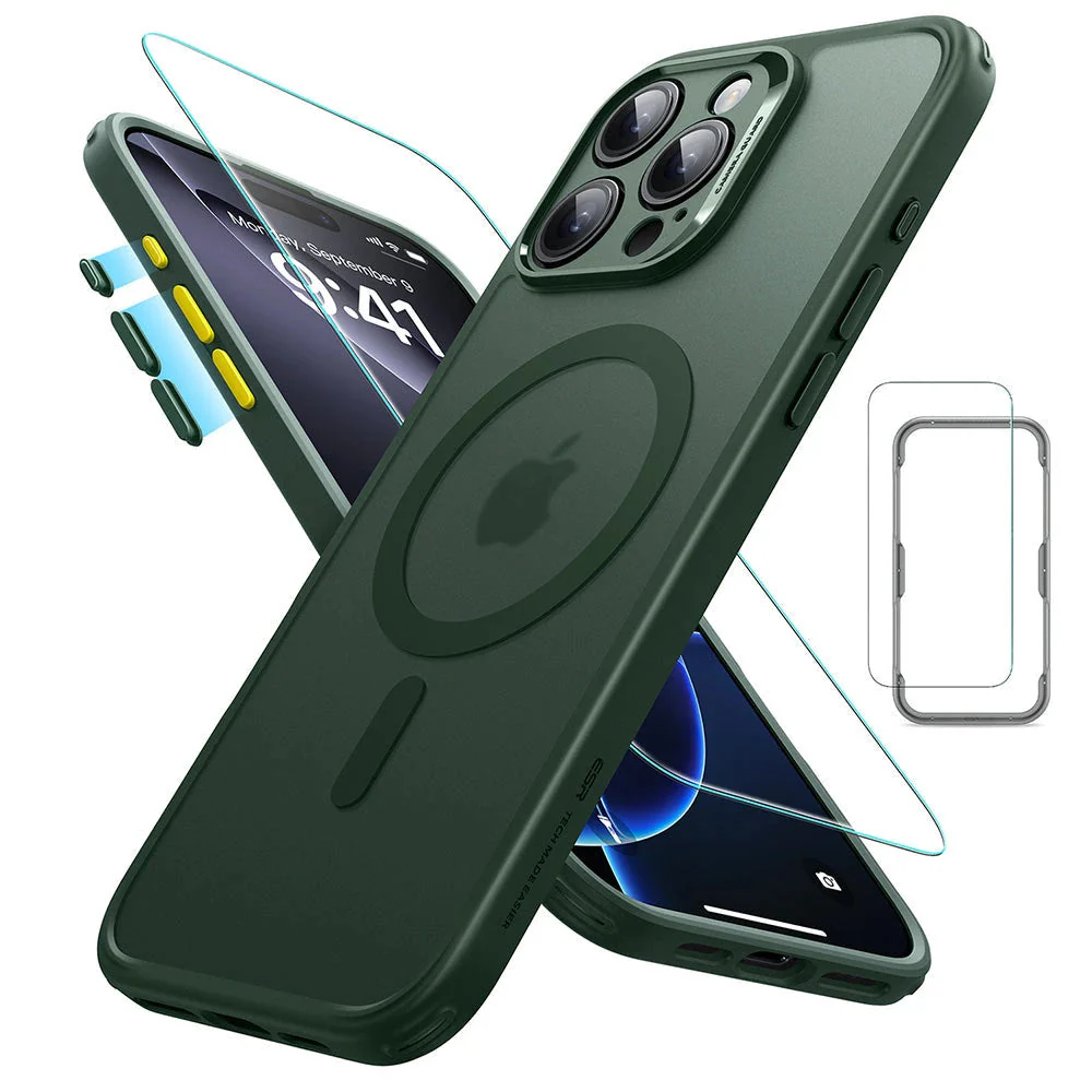 iPhone 16 Pro Classic Pro Case (HaloLock) Set - Frosted Dark Green
