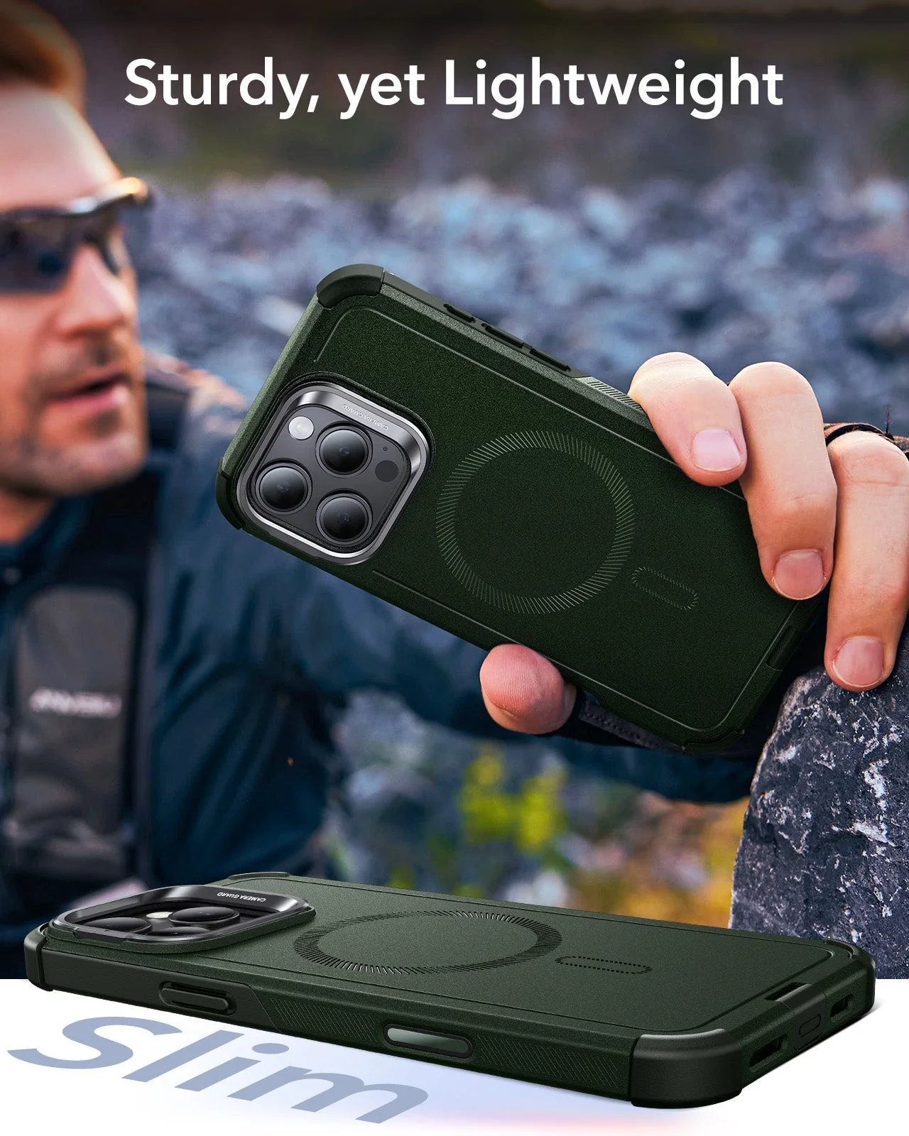 iPhone 16 Pro Cyber Tough Magnetic Case (Camera Control, Stash Stand) - Army Green - Image 8