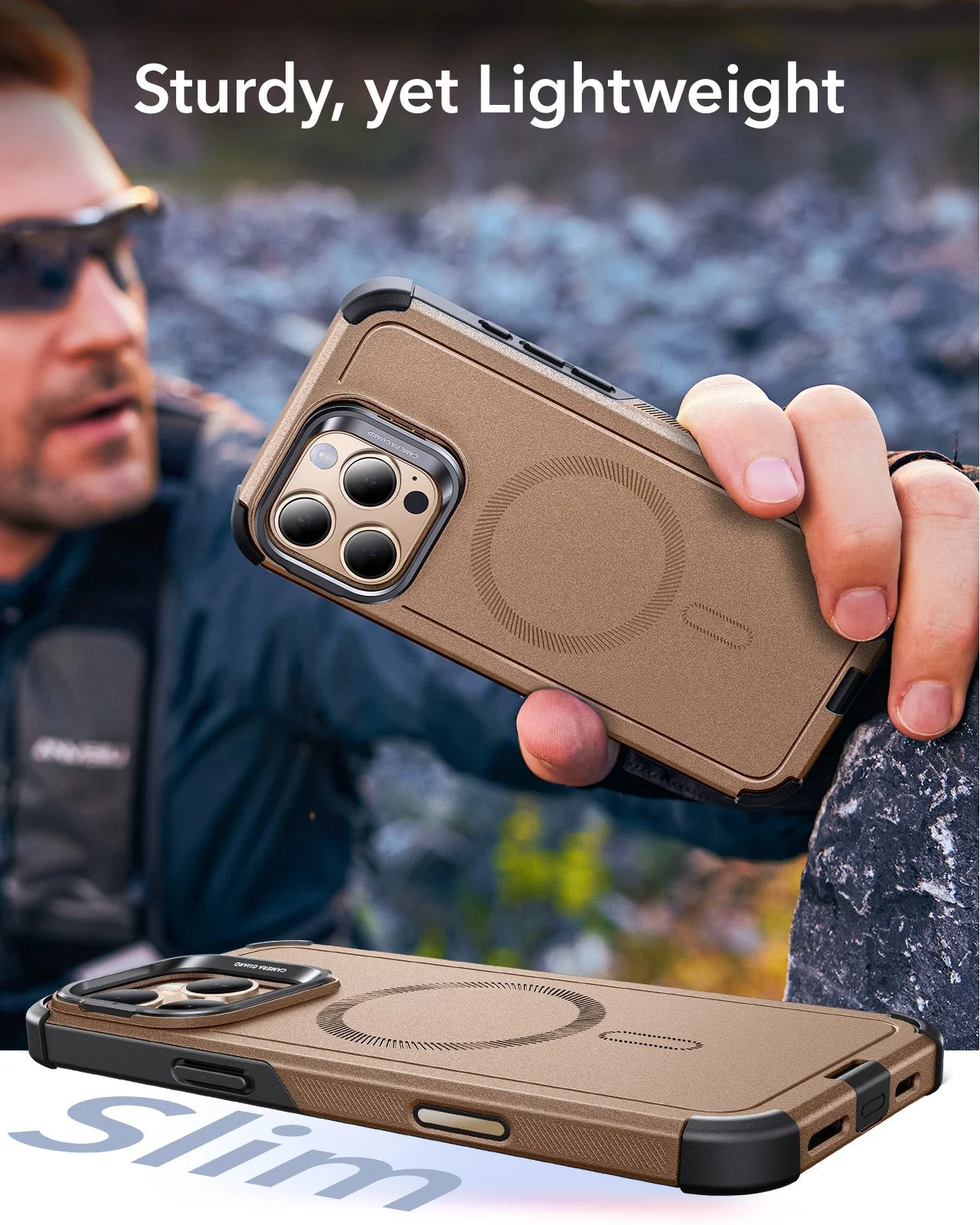iPhone 16 Pro Cyber Tough Magnetic Case (Camera Control, Stash Stand) - Desert Titanium - Image 8